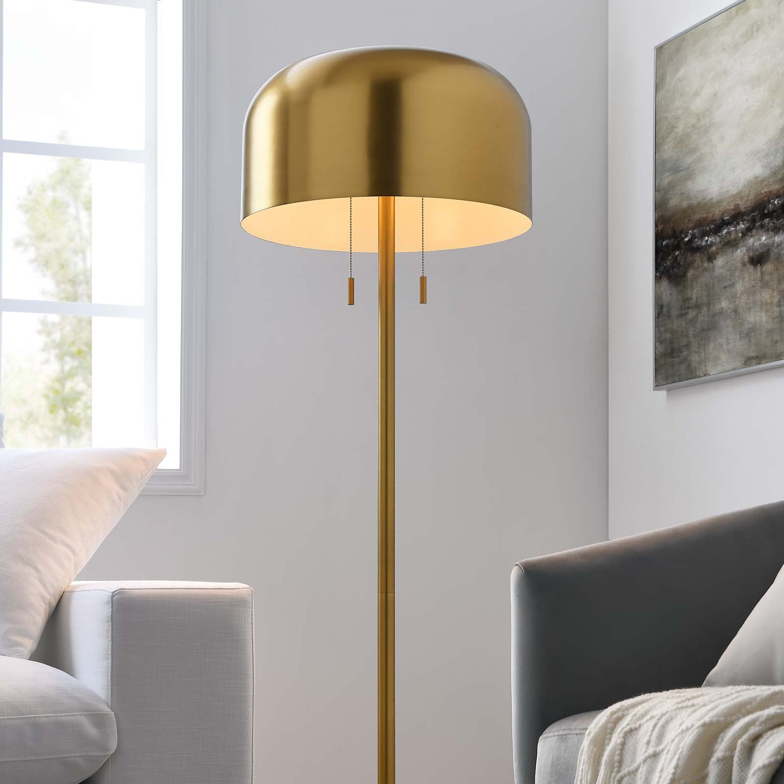 Modway Floor Lamps - Avenue Floor Lamp Satin Brass