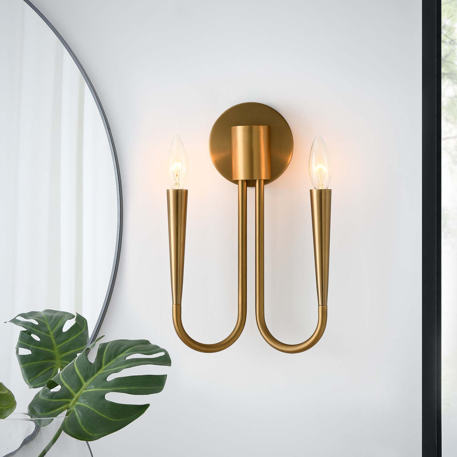 Modway Wall Sconces - Penrose 2-Light Wall Sconce Satin Brass