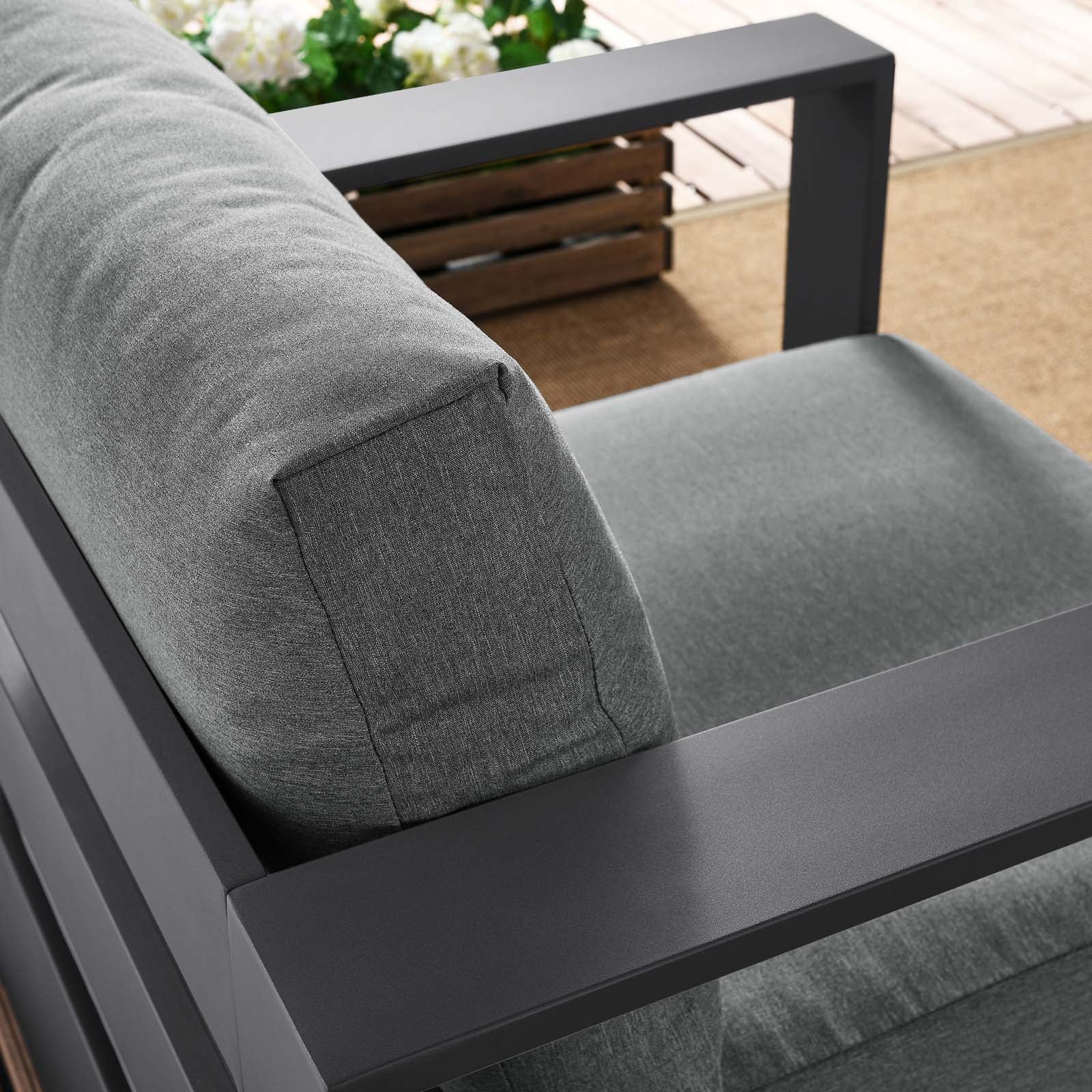 Modway Outdoor Chairs - Tahoe Outdoor Patio Powder-Coated Aluminum Armchair Gray Charcoal