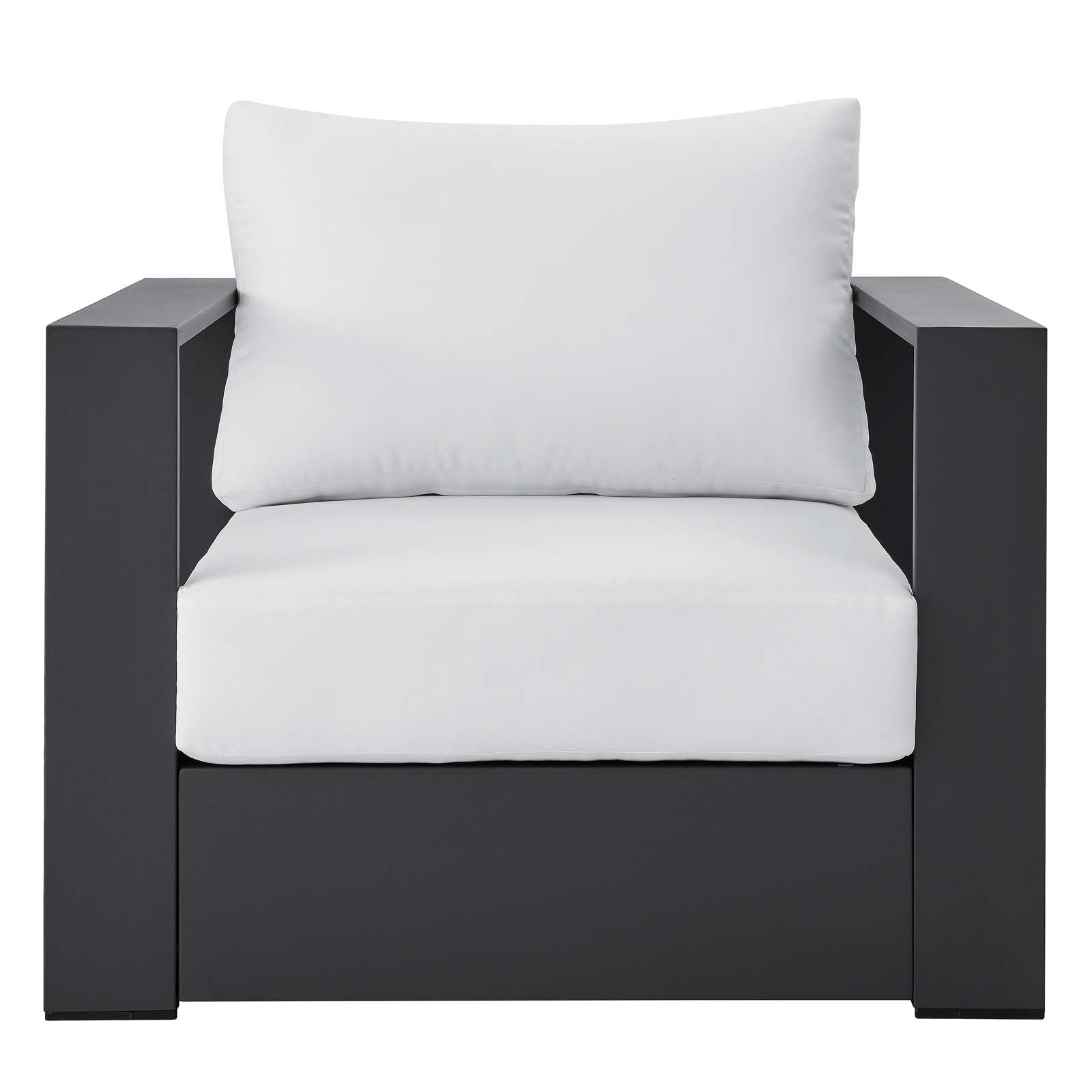 Modway Outdoor Chairs - Tahoe Outdoor Patio Powder-Coated Aluminum Armchair Gray White