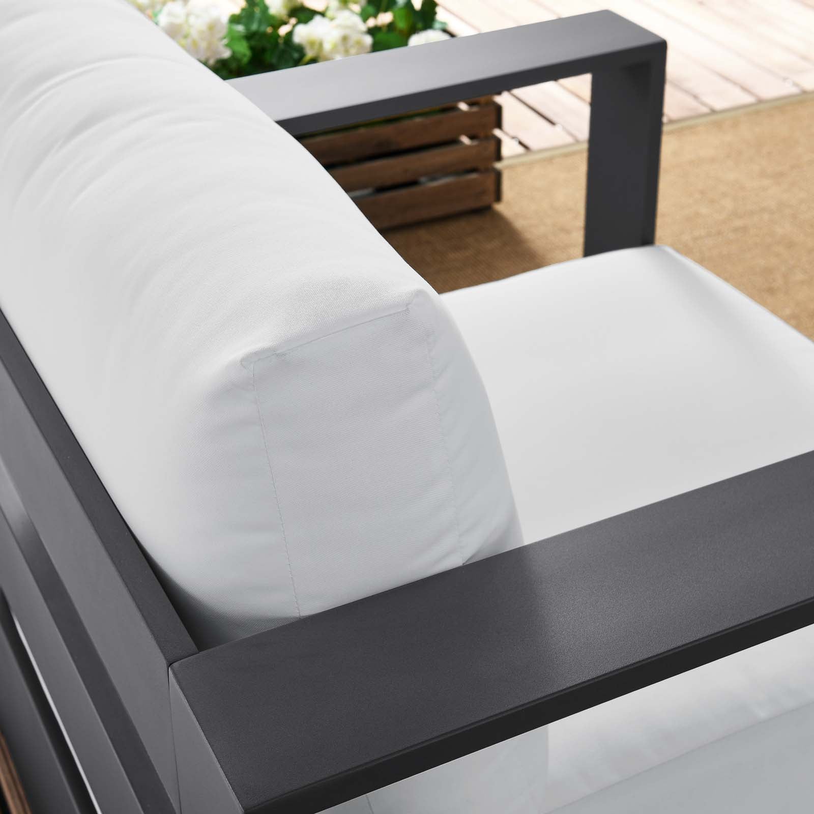 Modway Outdoor Chairs - Tahoe Outdoor Patio Powder-Coated Aluminum Armchair Gray White