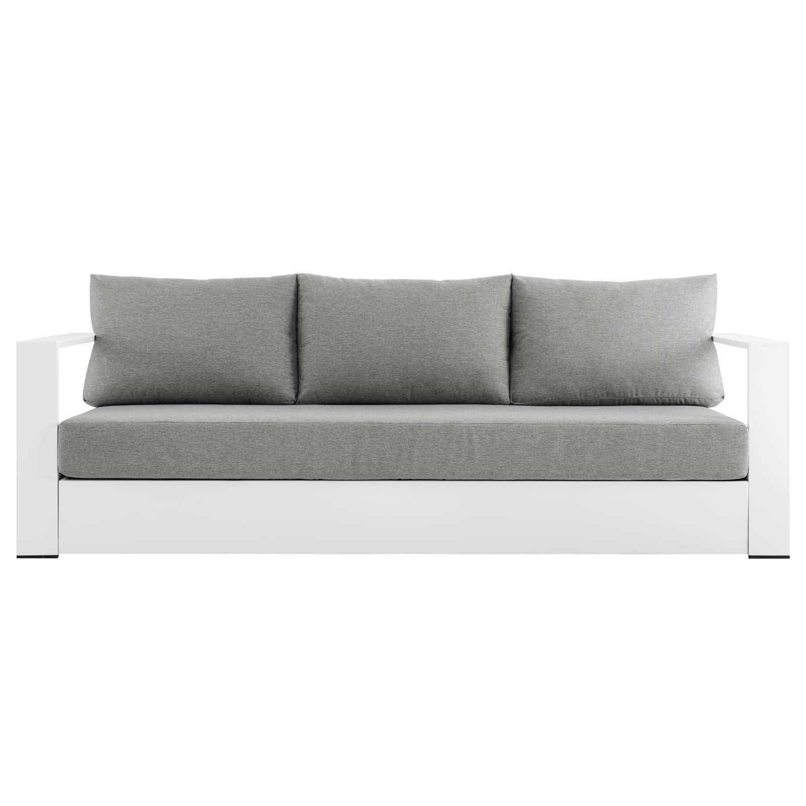 Modway Outdoor Sofas - Tahoe Outdoor Patio Powder-Coated Aluminum Sofa White Gray