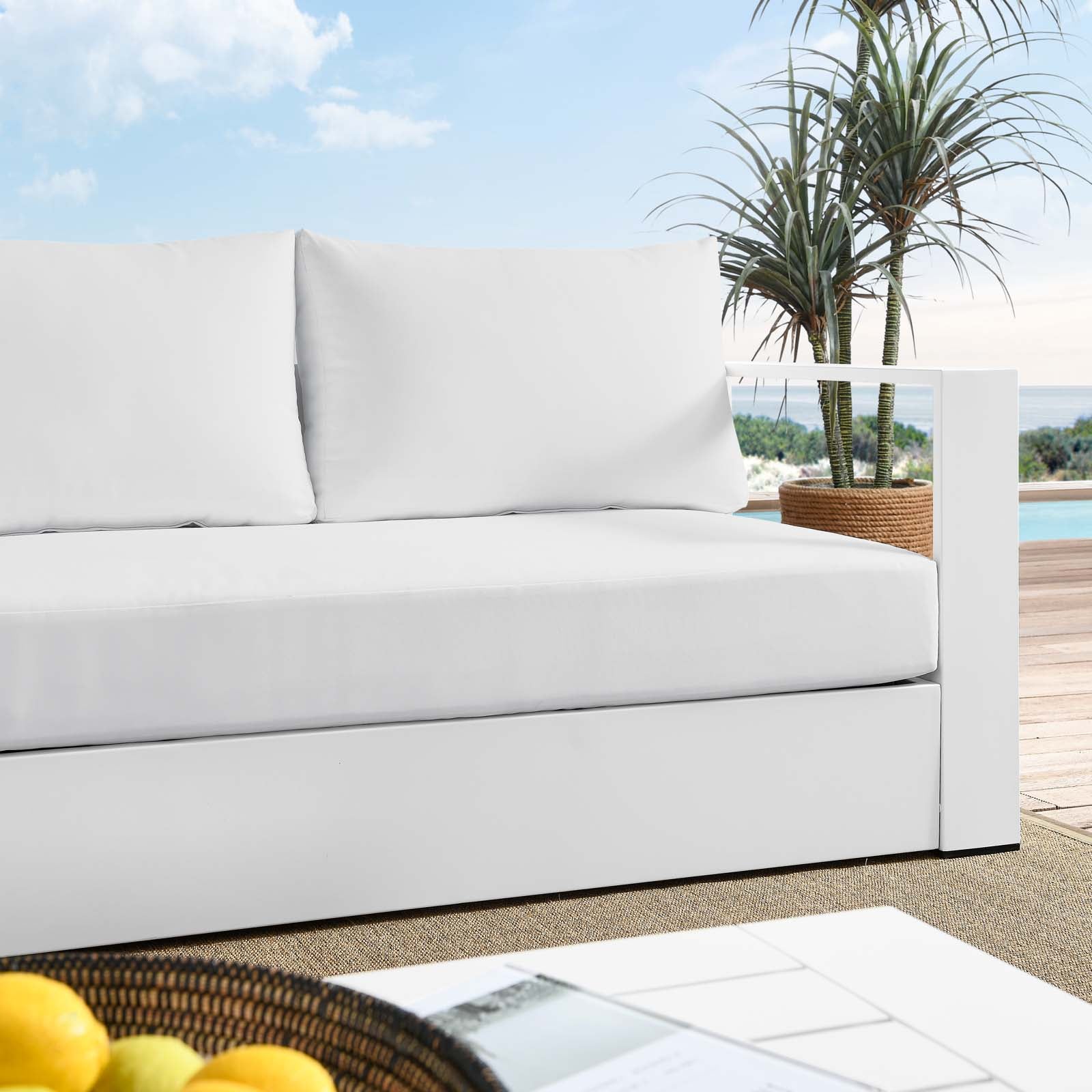 Modway Outdoor Sofas - Tahoe Outdoor Patio Powder-Coated Aluminum Sofa White White