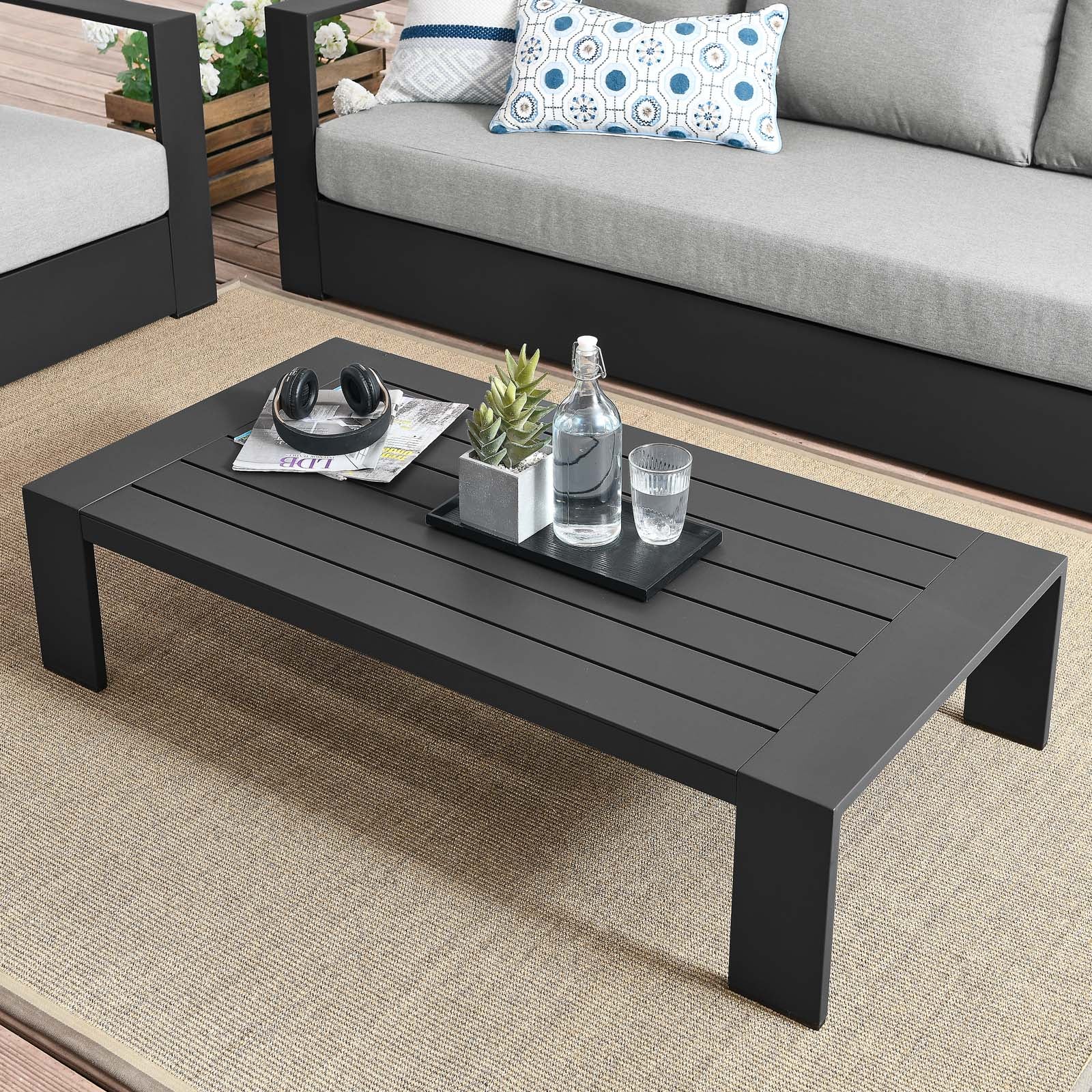 Modway Outdoor Coffee Tables - Tahoe Outdoor Patio Powder-Coated Aluminum Coffee Table Gray