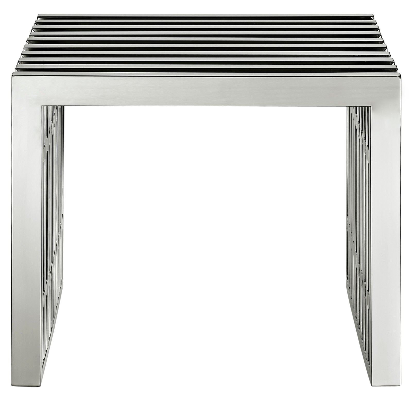 Modway Benches - Gridiron Small Stainless Steel Bench Silver