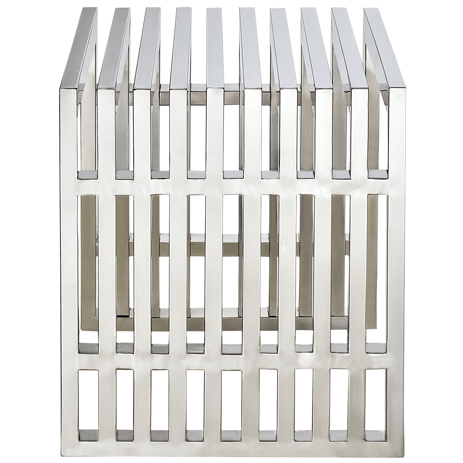 Modway Benches - Gridiron Small Stainless Steel Bench Silver