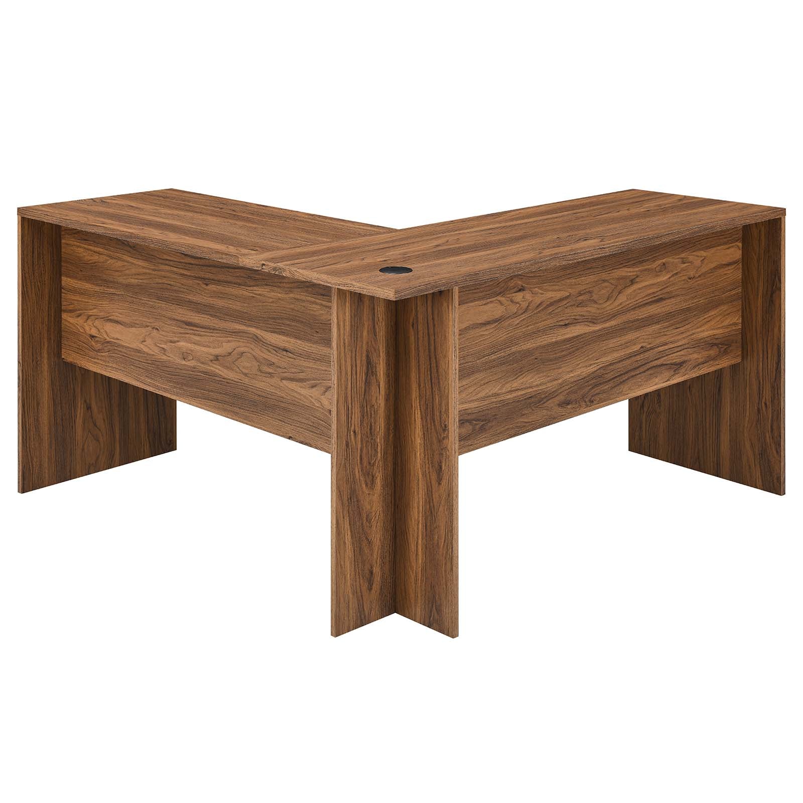 Modway Desks - Venture L-Shaped Wood Office Desk Walnut