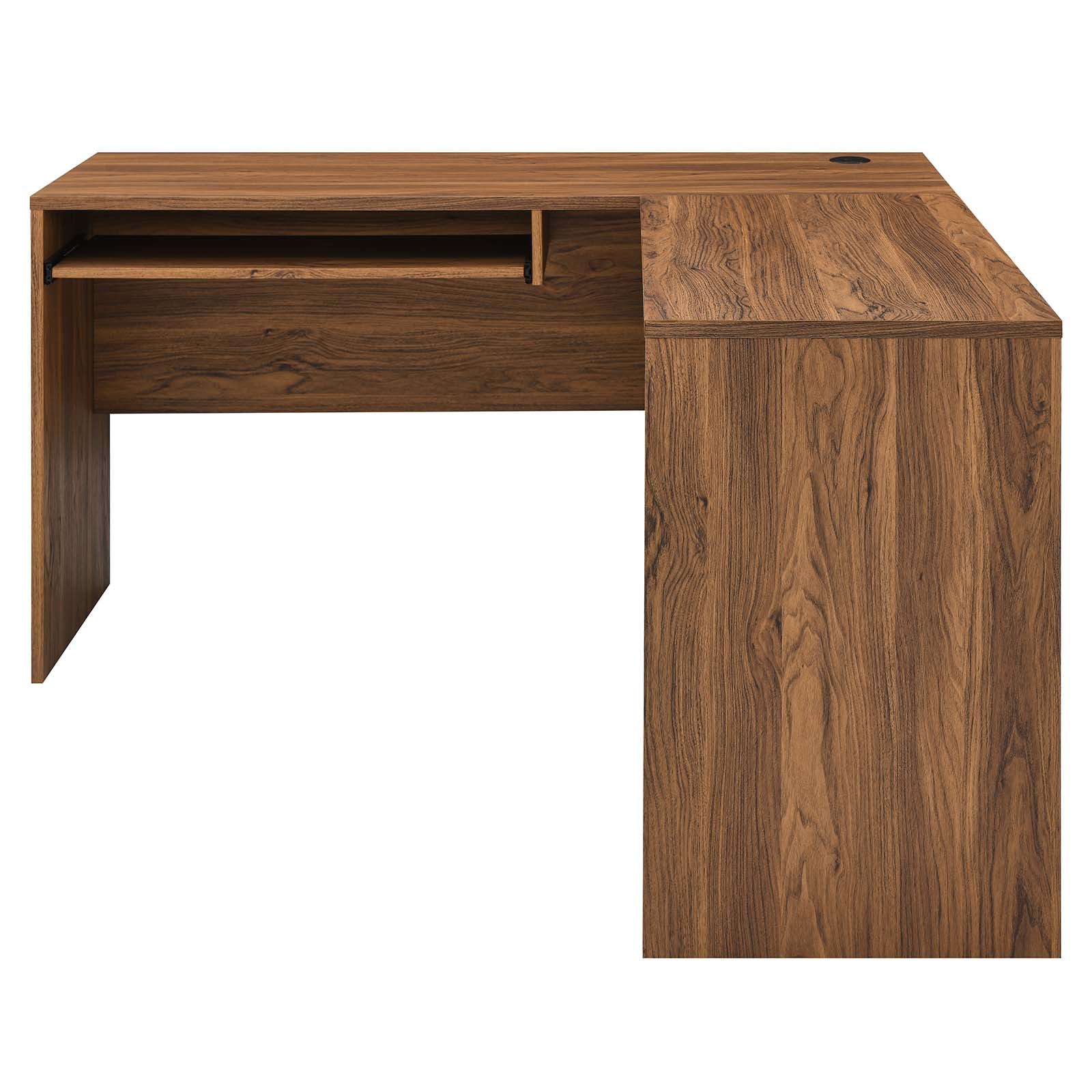 Modway Desks - Venture L-Shaped Wood Office Desk Walnut