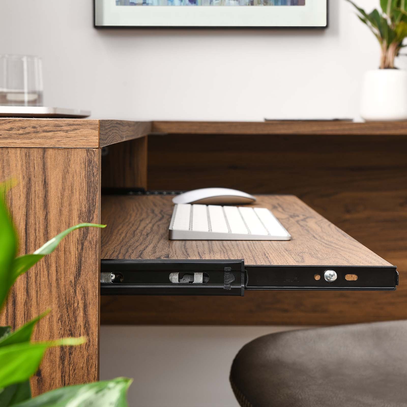 Modway Desks - Venture L-Shaped Wood Office Desk Walnut