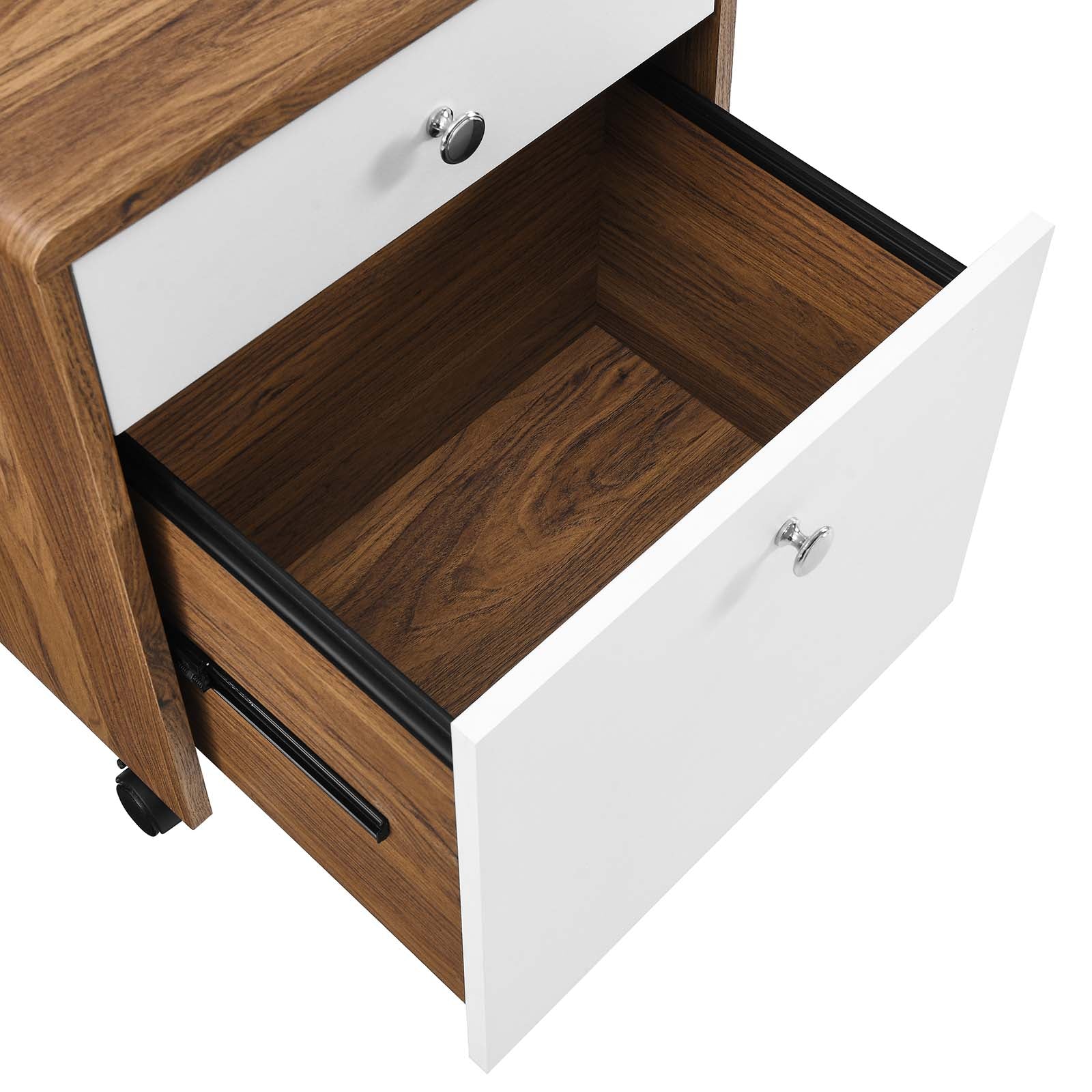 Modway File Cabinets - Render Wood File Cabinet Walnut White