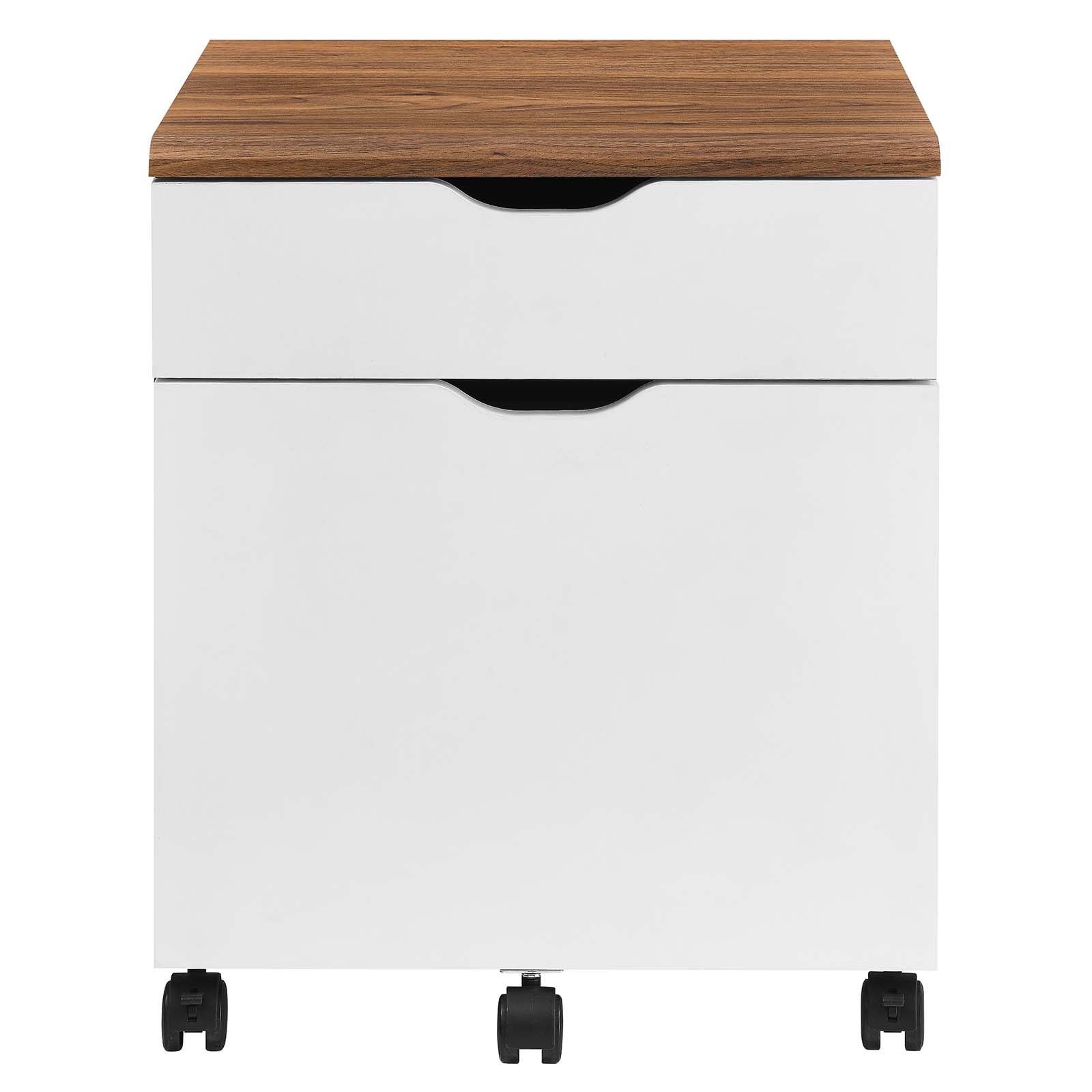 Modway File Cabinets - Envision Wood File Cabinet Walnut White