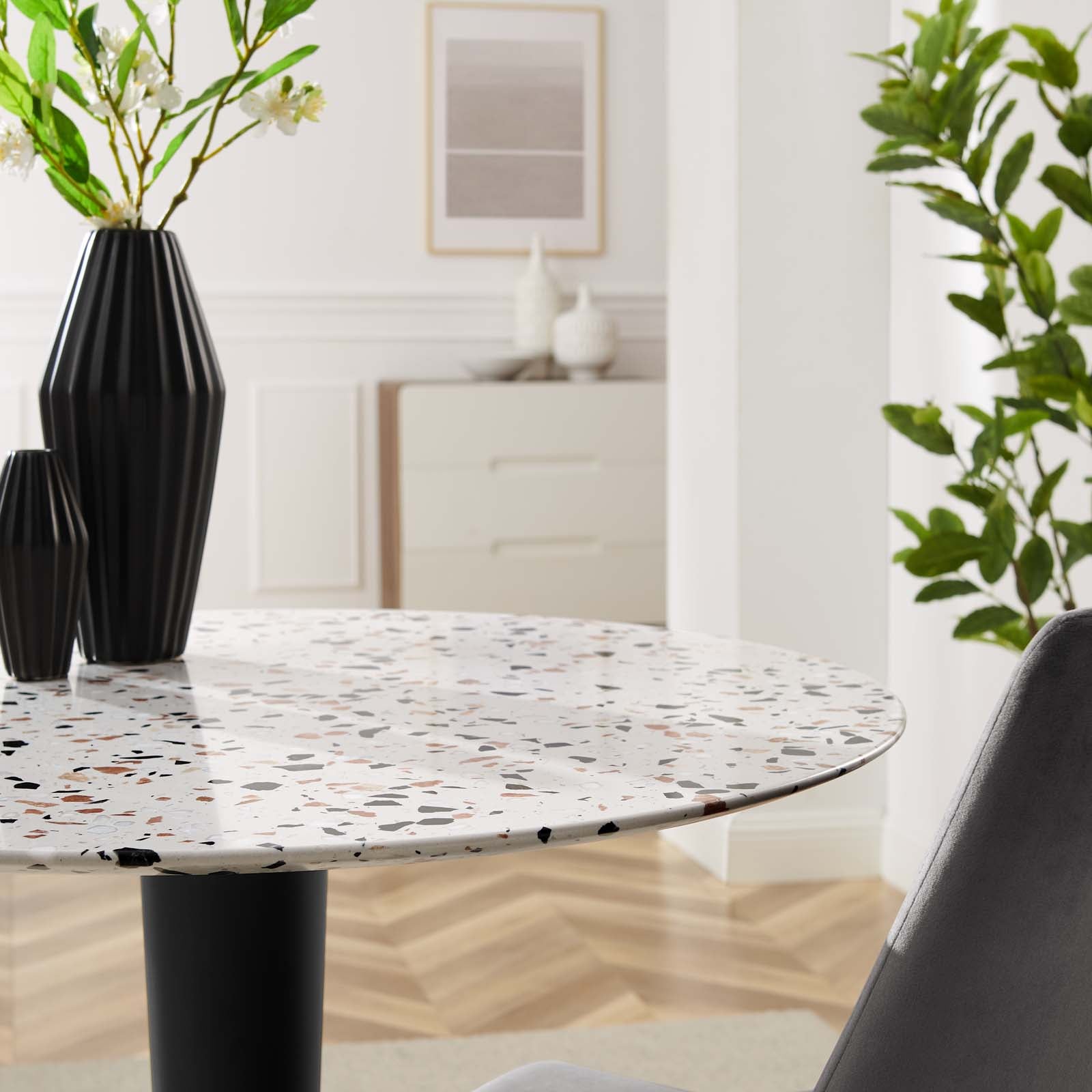 Modway Dining Tables - Zinque 36" Round Terrazzo Dining Table Gold White