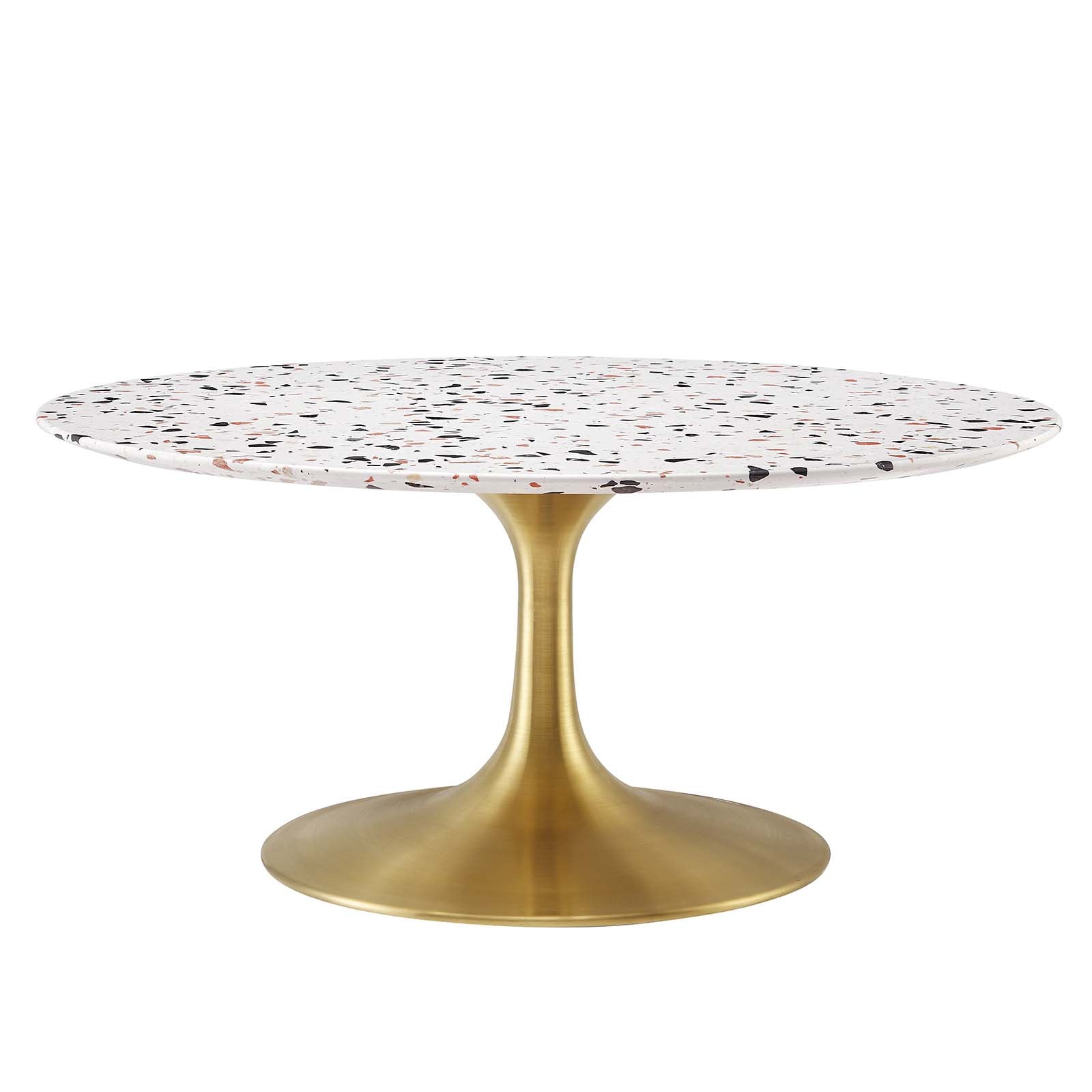 Modway Coffee Tables - Lippa-36"-Round-Terrazzo-Coffee-Table-Gold-White