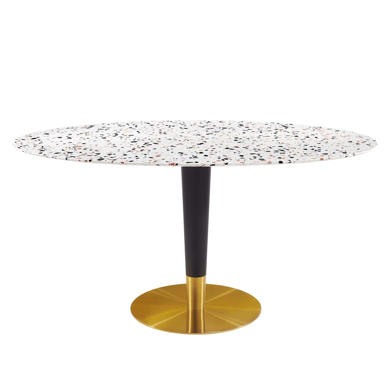 Modway Dining Tables - Zinque 60" Oval Terrazzo Dining Table Gold White