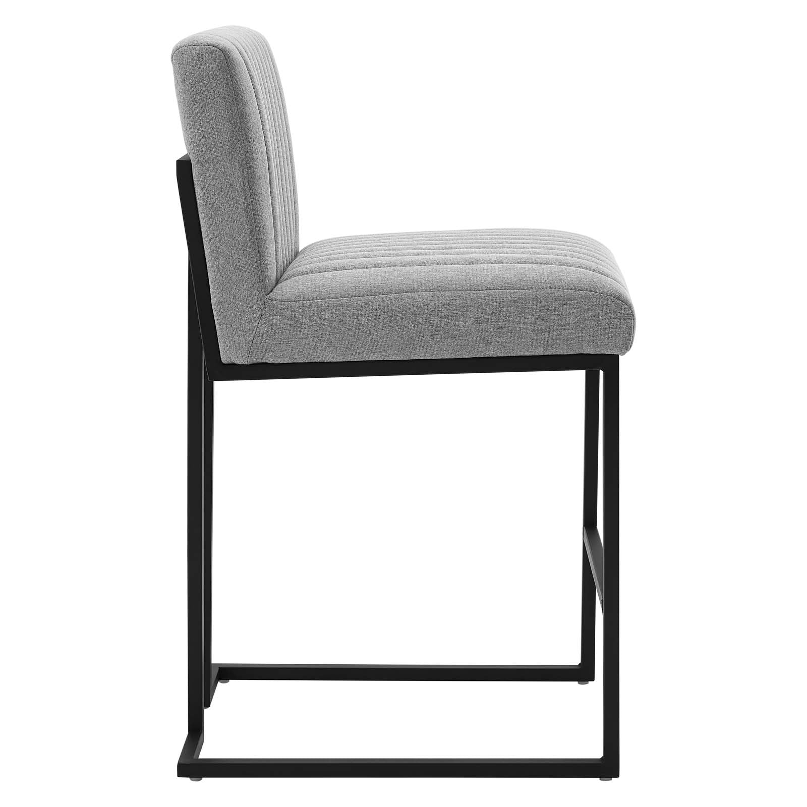 Modway Barstools - Indulge Channel Tufted Fabric Counter Stools Set Of 2 Light Gray