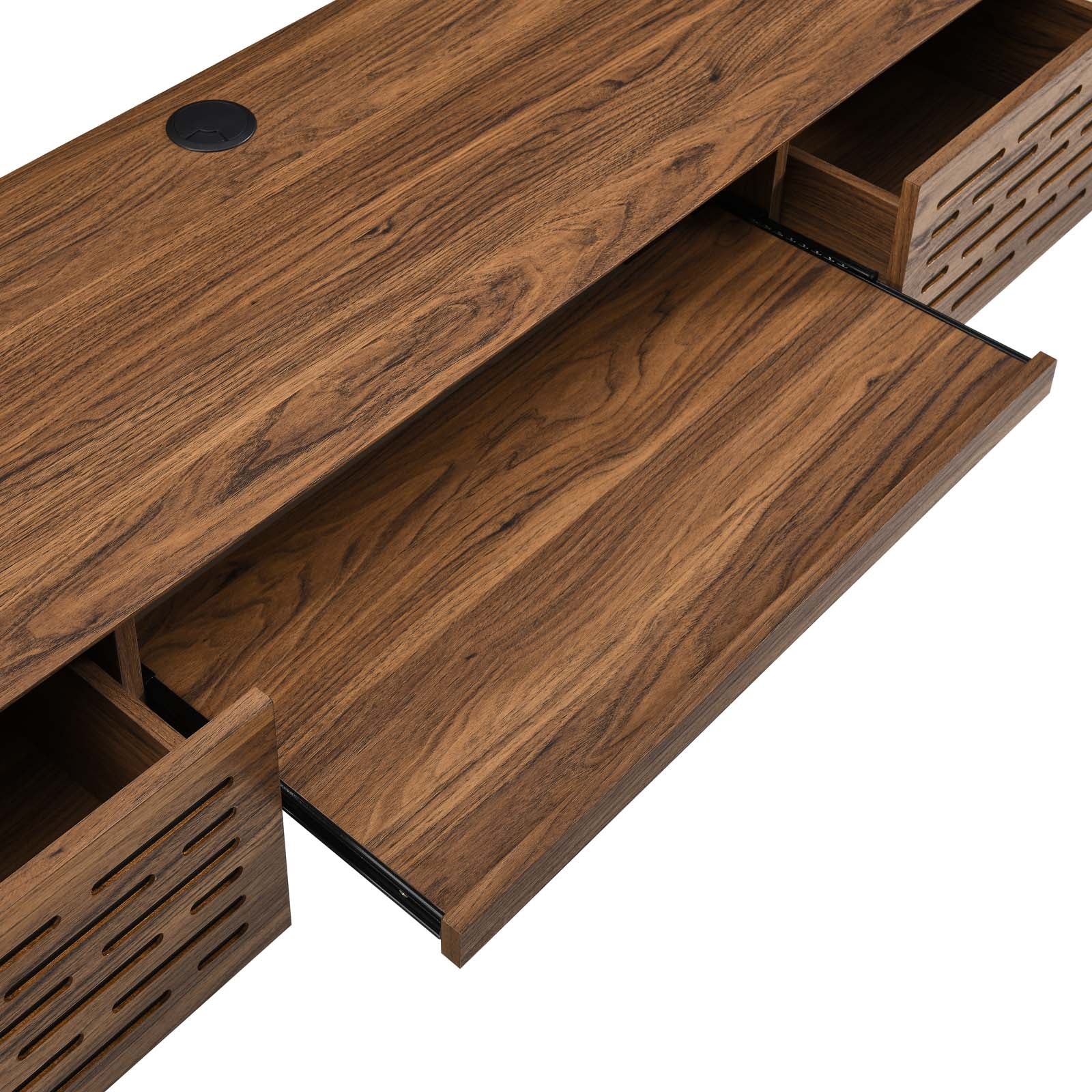Modway Desks - Merit 60" Wall Mount Wood Office Desk Walnut