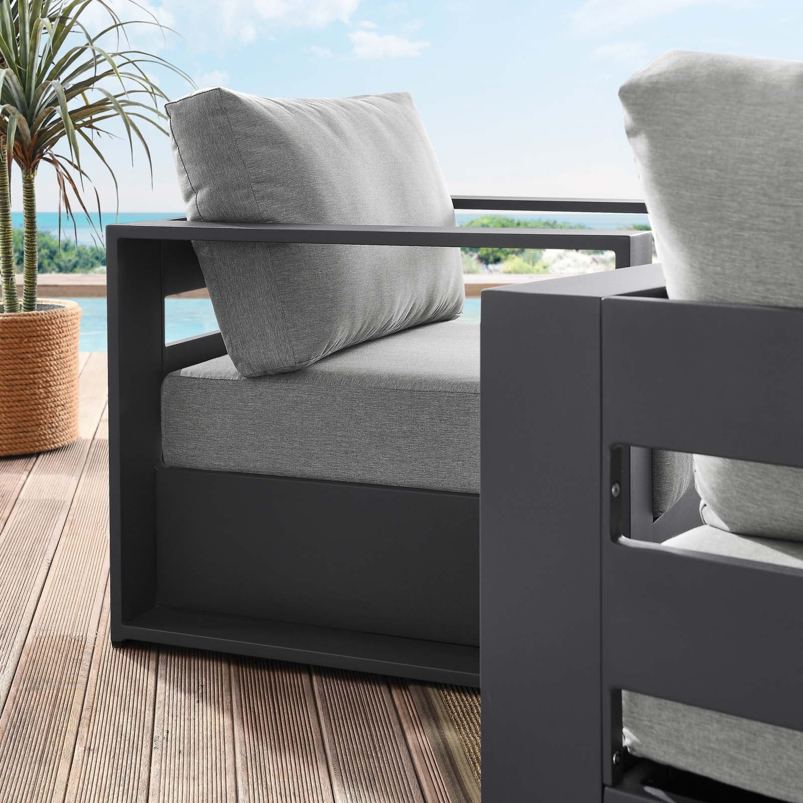 Modway Outdoor Conversation Sets - Tahoe Outdoor Patio Powder-Coated Aluminum 2-Piece Armchair Set Gray