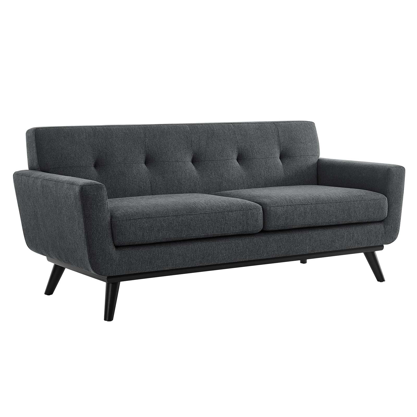 Modway Loveseats - Engage Herringbone Fabric Loveseat Charcoal