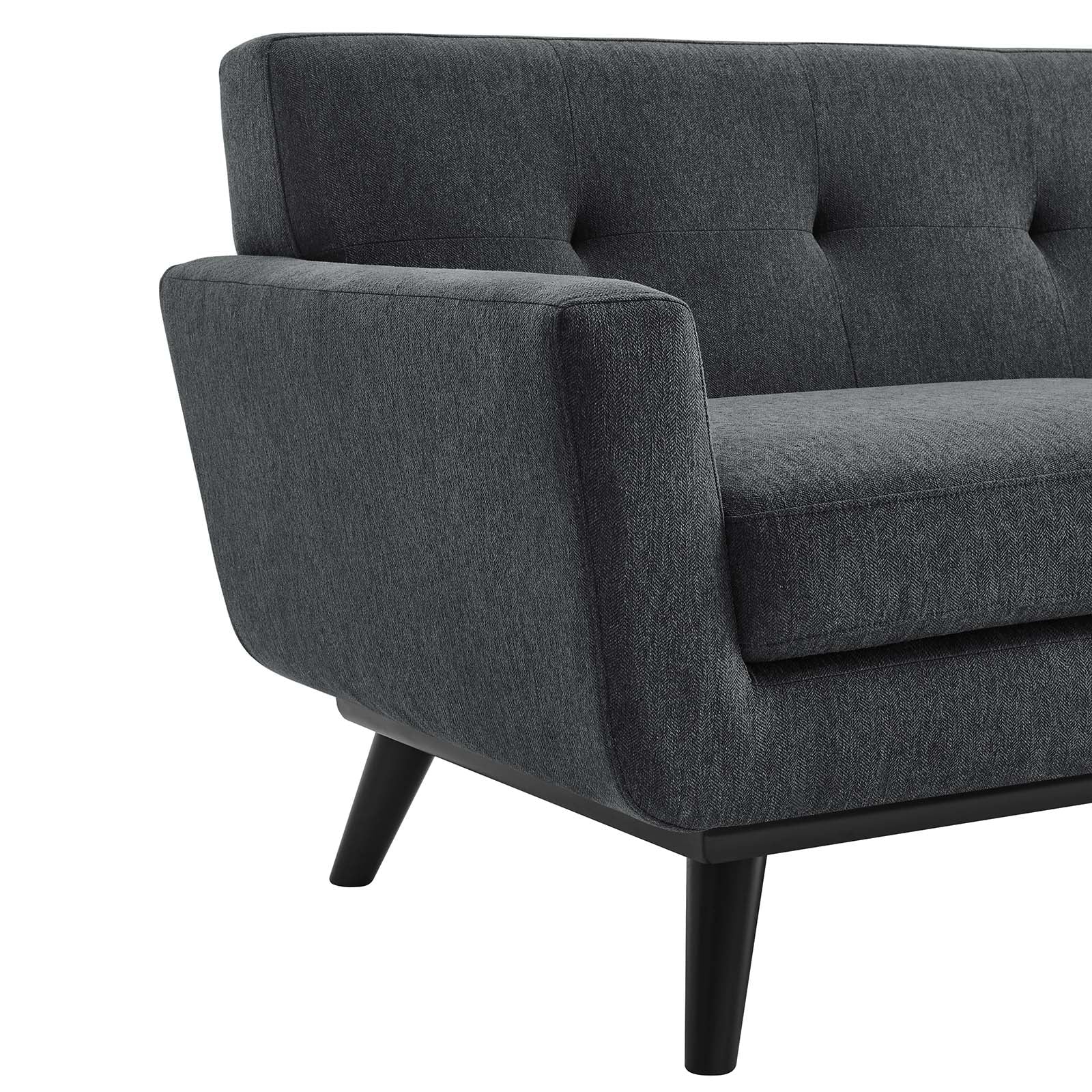 Modway Loveseats - Engage Herringbone Fabric Loveseat Charcoal