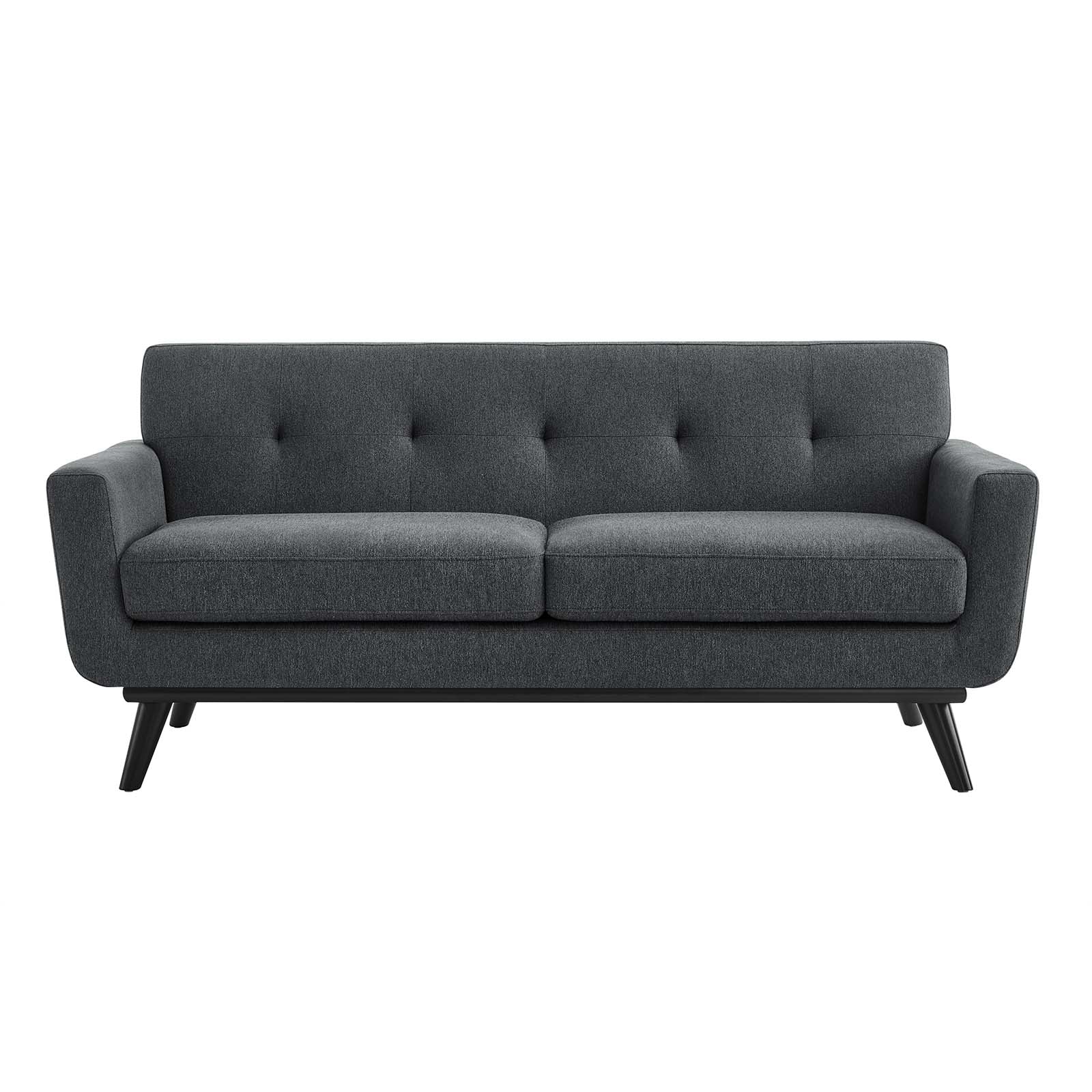 Modway Loveseats - Engage Herringbone Fabric Loveseat Charcoal