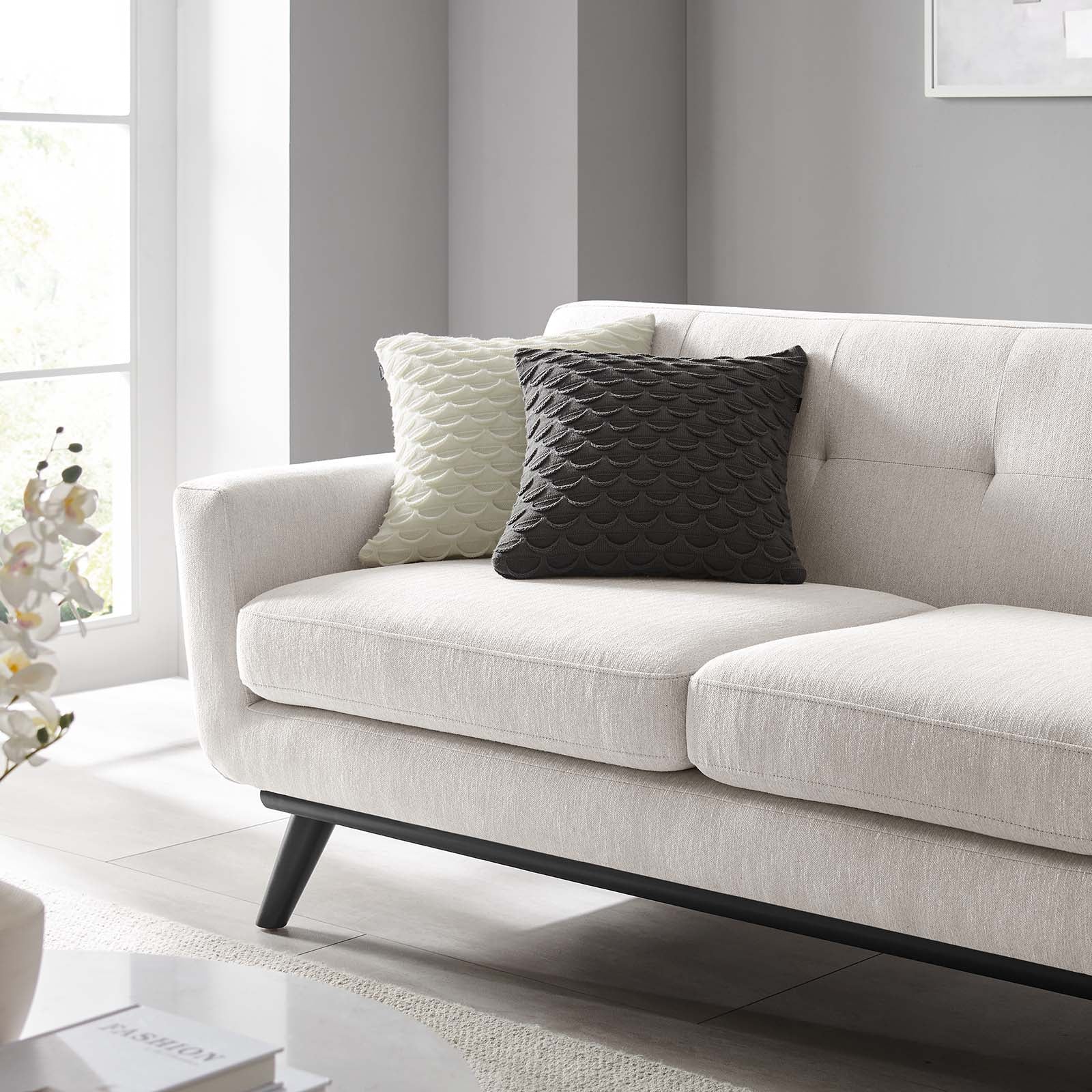 Modway Loveseats - Engage Herringbone Fabric Loveseat Ivory