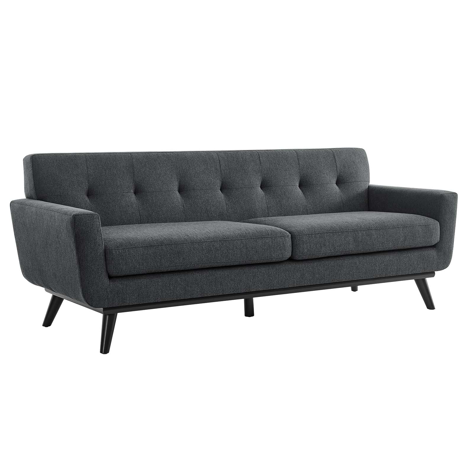 Modway Sofas & Couches - Engage Herringbone Fabric Sofa Charcoal