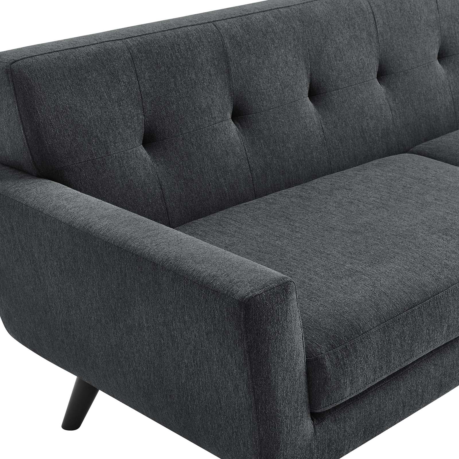 Modway Sofas & Couches - Engage Herringbone Fabric Sofa Charcoal