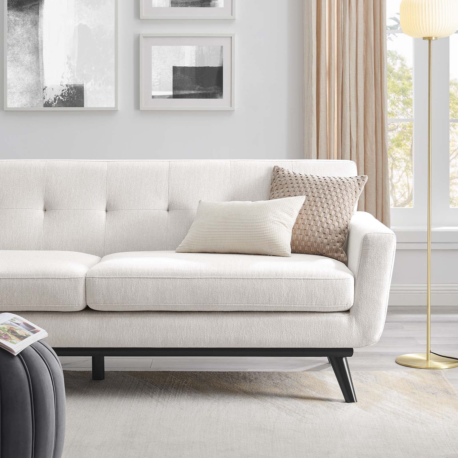 Modway Sofas & Couches - Engage Herringbone Fabric Sofa Ivory
