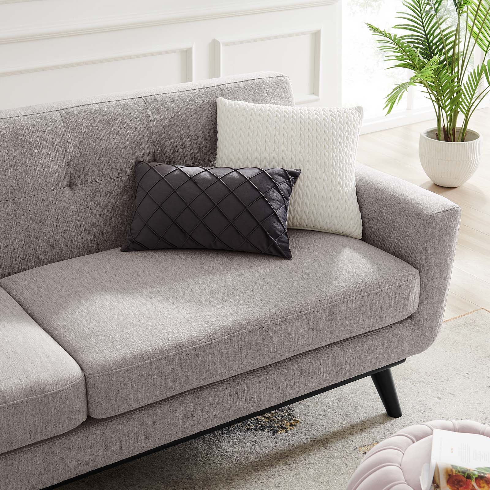 Modway Sofas & Couches - Engage Herringbone Fabric Sofa Light Gray
