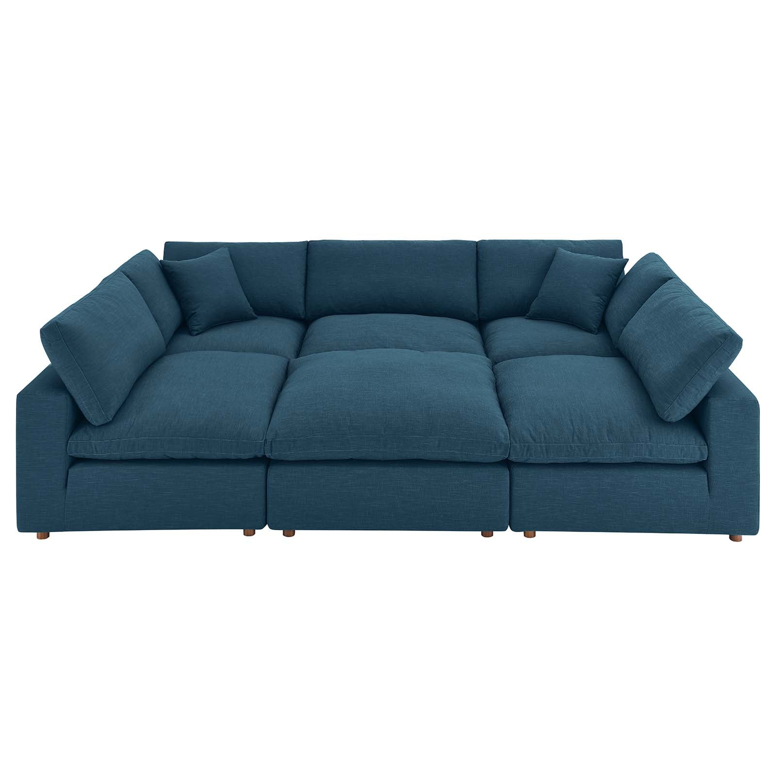 Modway Sectional Sofas - Commix Down Filled Overstuffed 6-Piece Sectional Sofa Azure