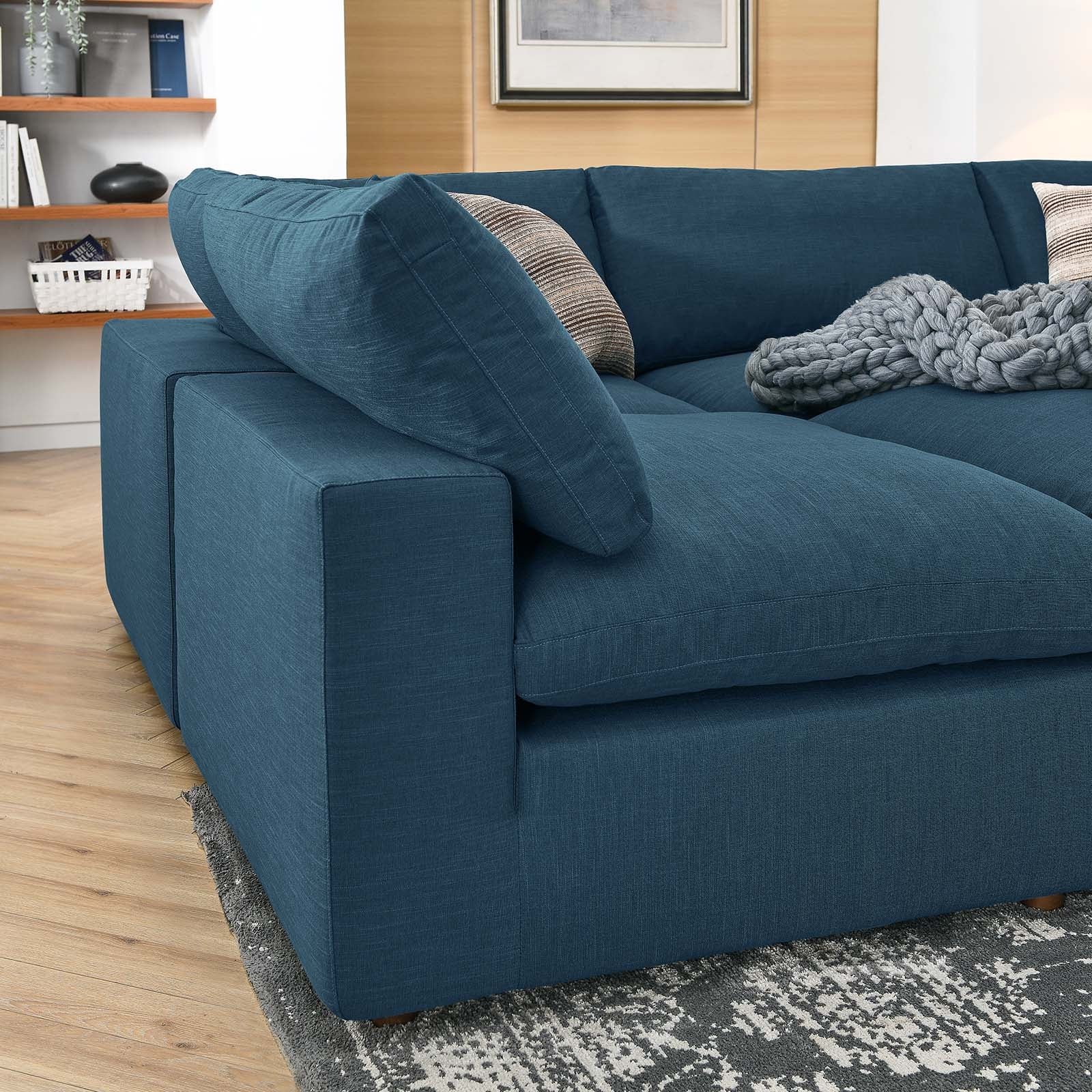 Modway Sectional Sofas - Commix Down Filled Overstuffed 6-Piece Sectional Sofa Azure