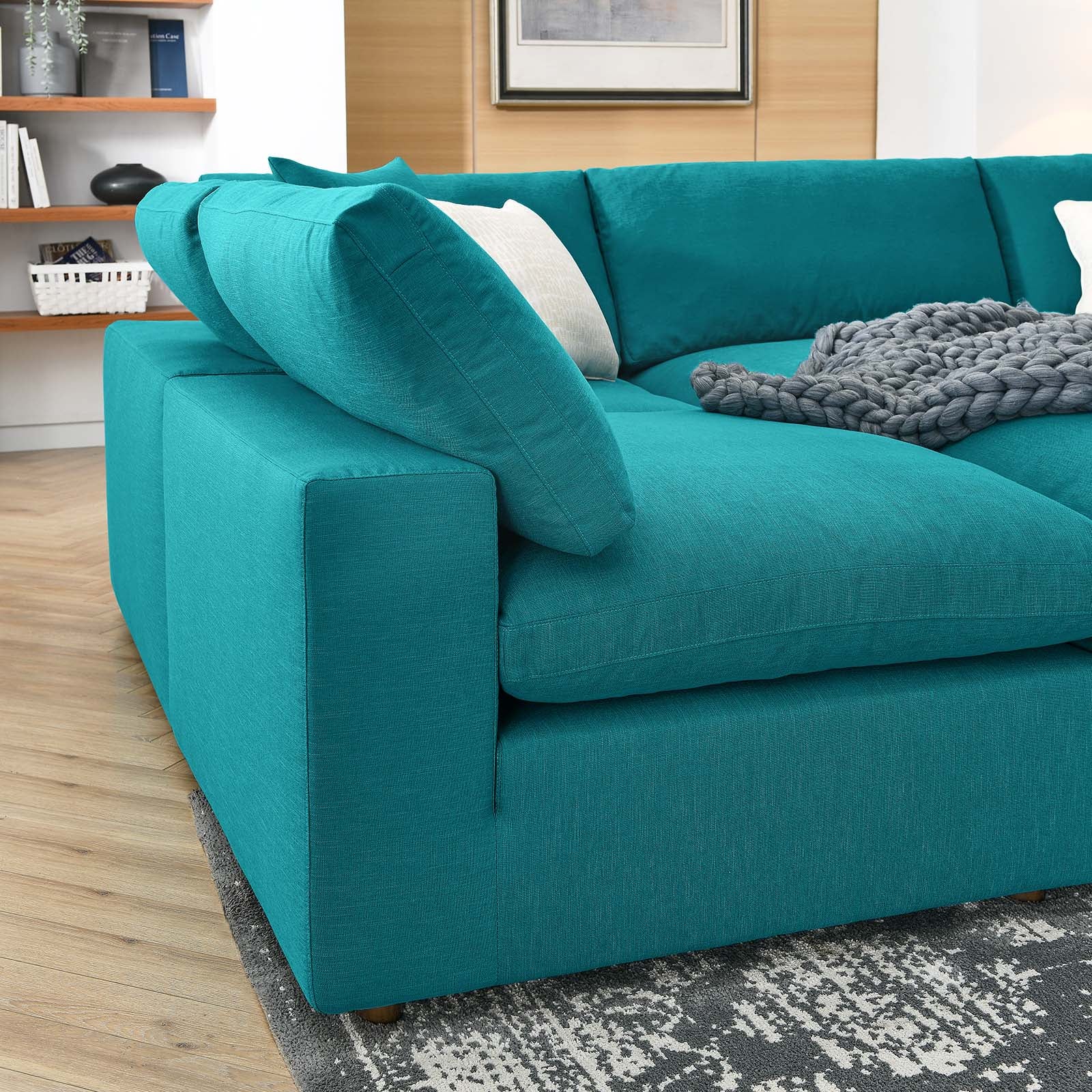 Modway Sectional Sofas - Commix Down Filled Overstuffed 6-Piece Sectional Sofa Teal