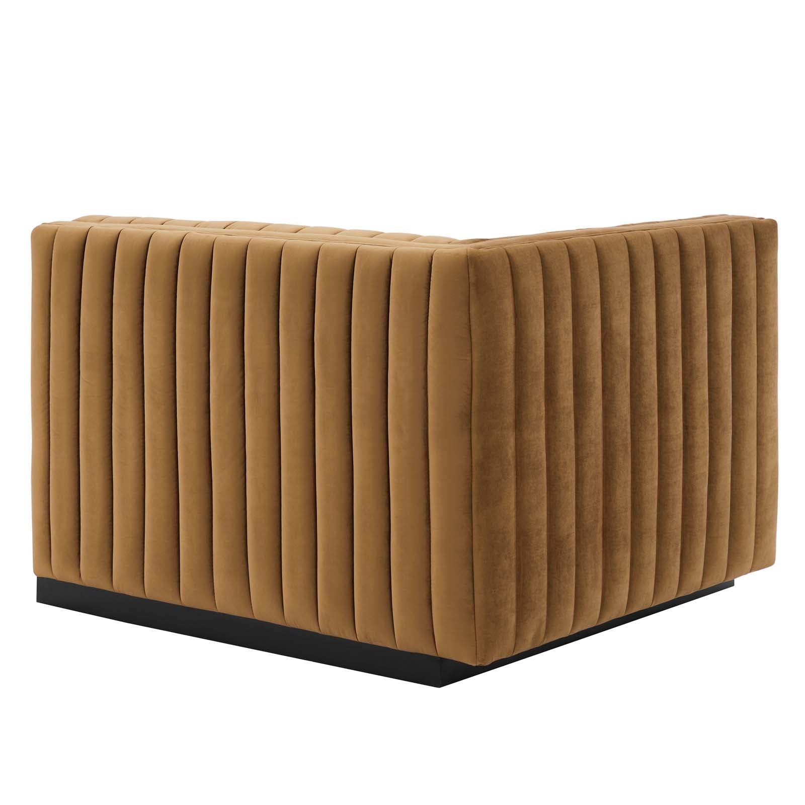 Modway Loveseats - Conjure Channel Tufted Performance Velvet Loveseat Black Cognac