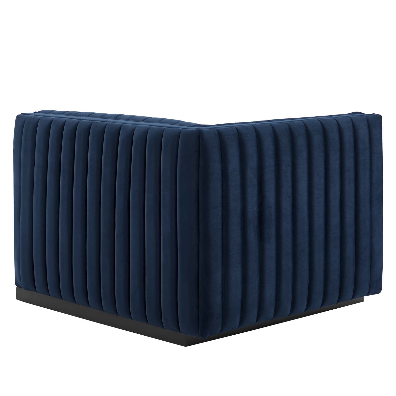 Modway Loveseats - Conjure Channel Tufted Performance Velvet Loveseat Black Midnight Blue