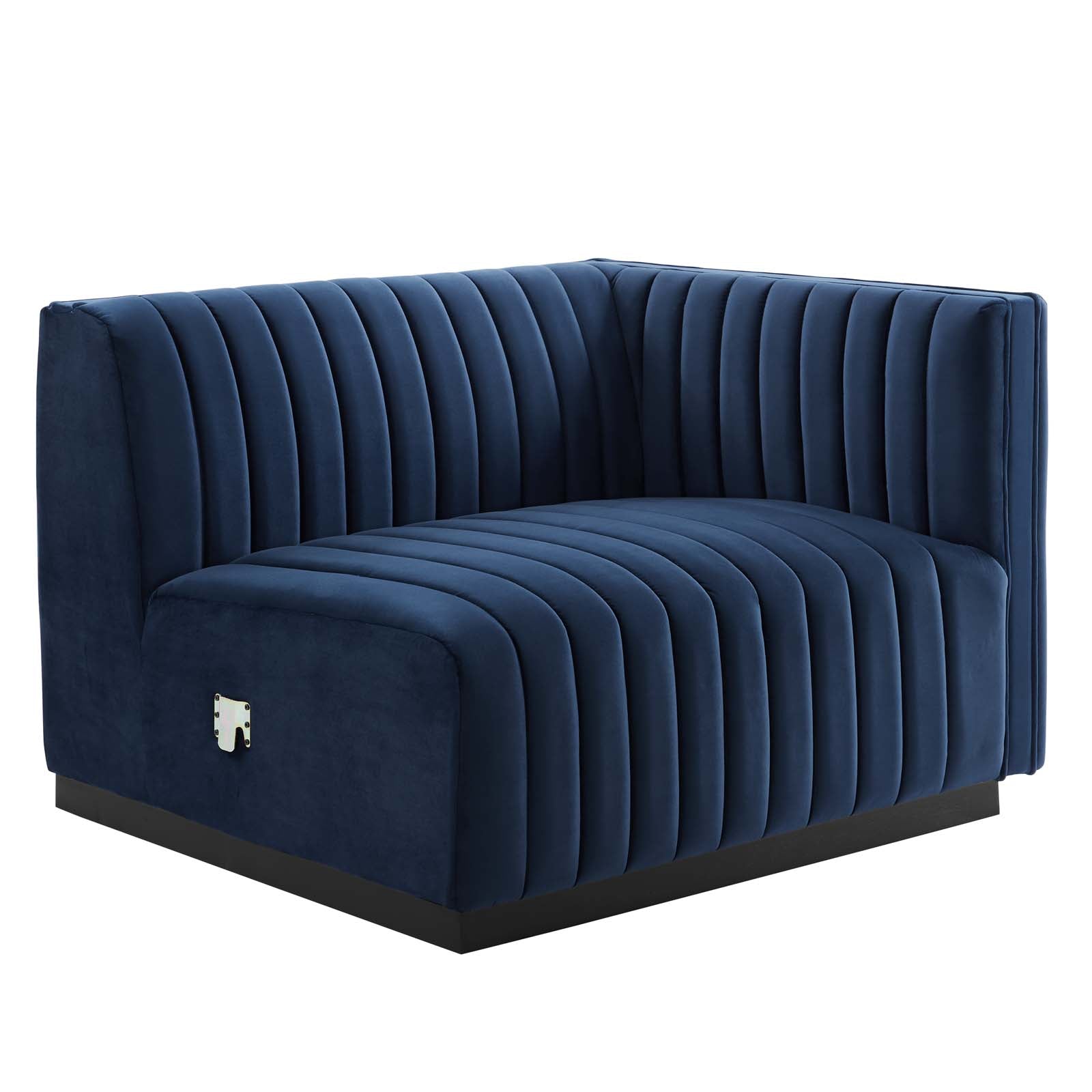 Modway Sofas & Couches - Conjure Channel Tufted Performance Velvet Sofa Black Midnight Blue