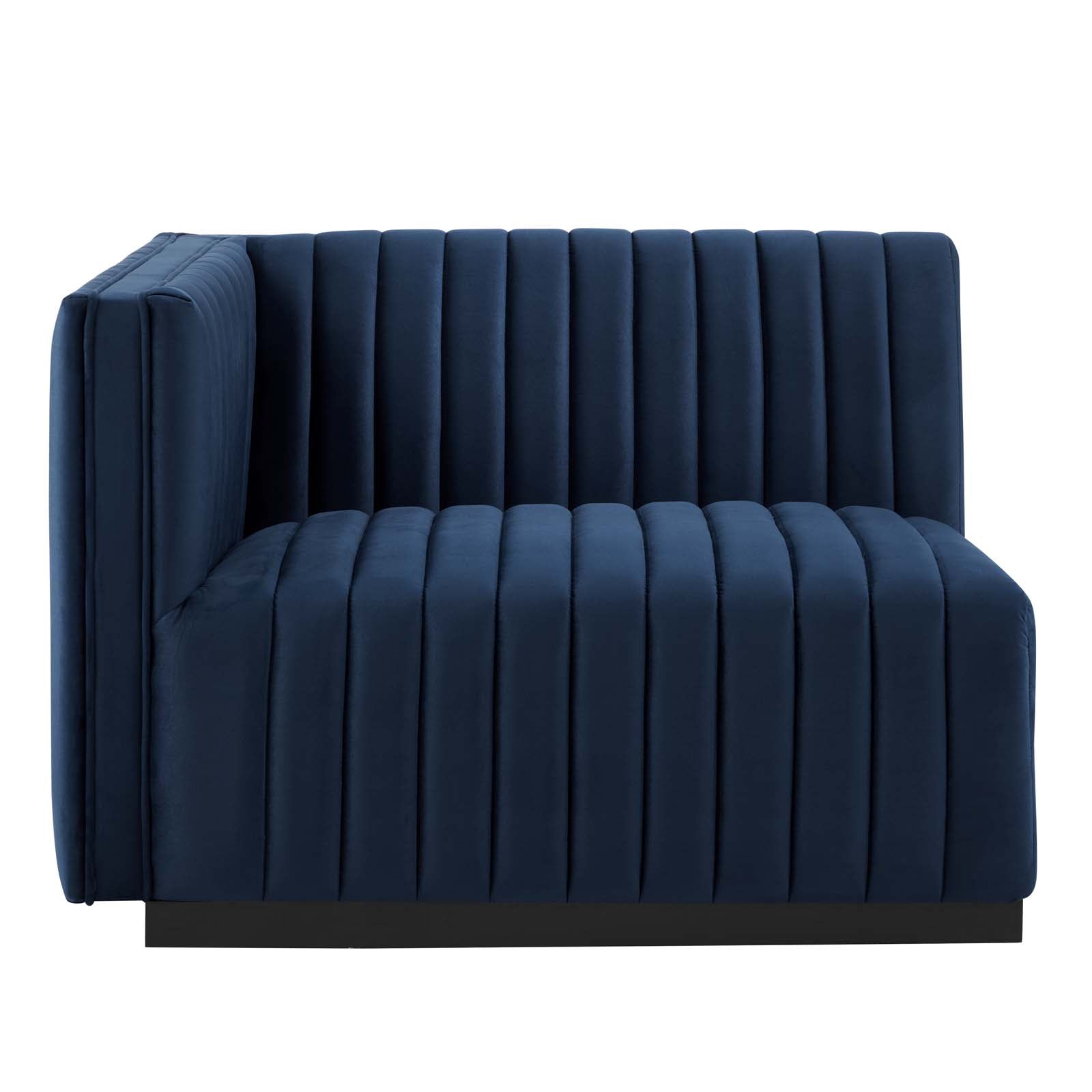 Modway Sofas & Couches - Conjure Channel Tufted Performance Velvet Sofa Black Midnight Blue
