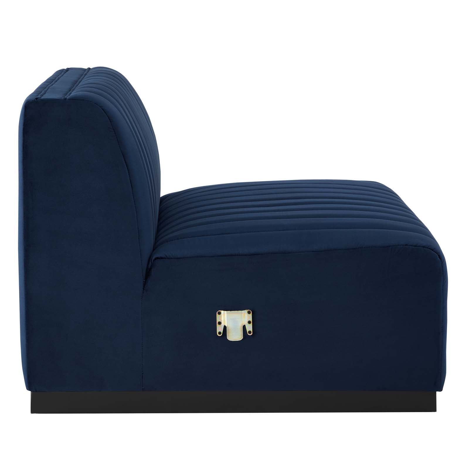 Modway Sofas & Couches - Conjure Channel Tufted Performance Velvet Sofa Black Midnight Blue