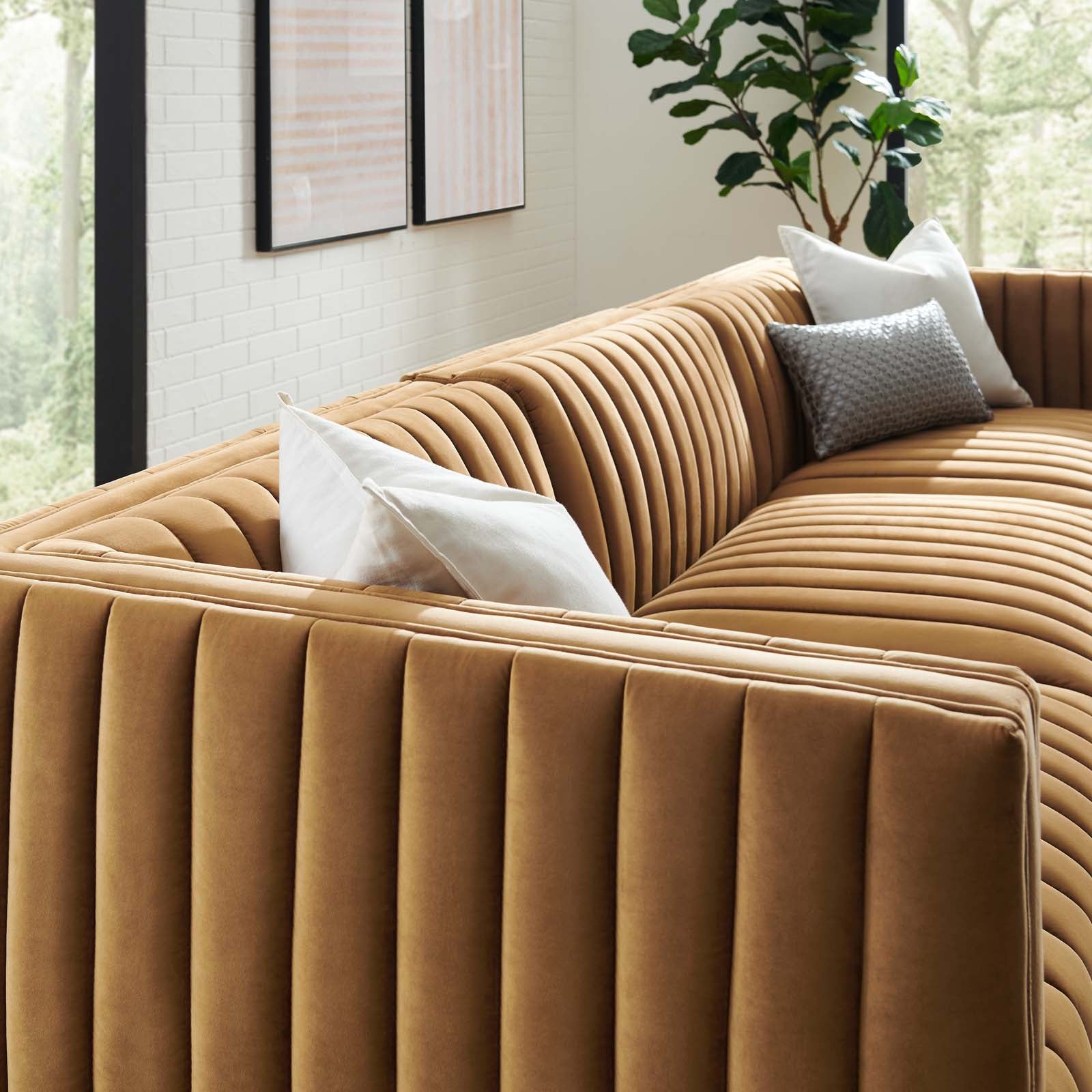 Modway Sectional Sofas - Conjure Channel Tufted Performance Velvet 4-Piece Sectional Black