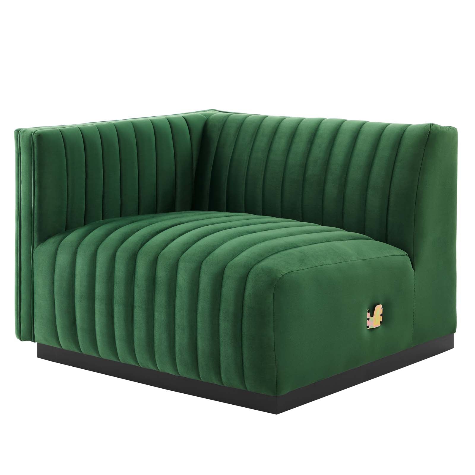 Modway Sofas & Couches - Conjure Channel Tufted Performance Velvet 4-Piece Sofa Black Emerald