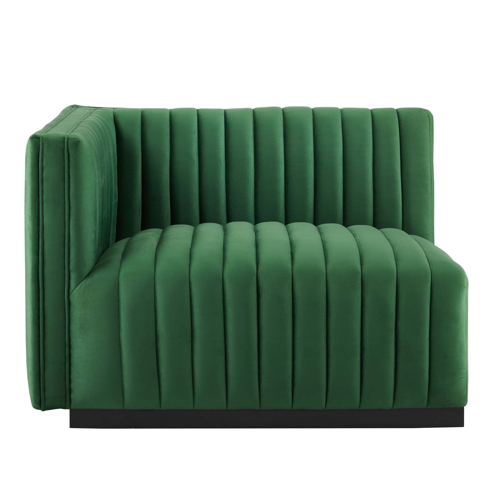 Modway Sofas & Couches - Conjure Channel Tufted Performance Velvet 4-Piece Sofa Black Emerald