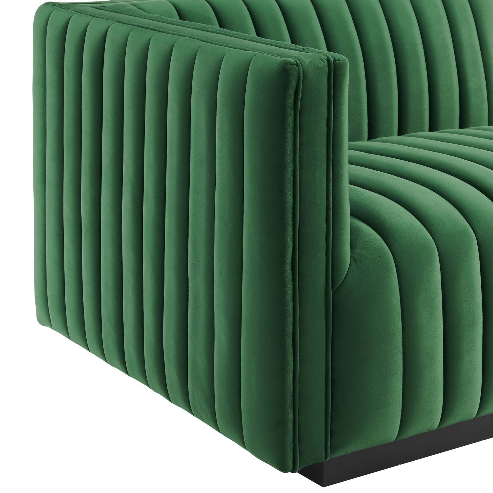 Modway Sofas & Couches - Conjure Channel Tufted Performance Velvet 4-Piece Sofa Black Emerald