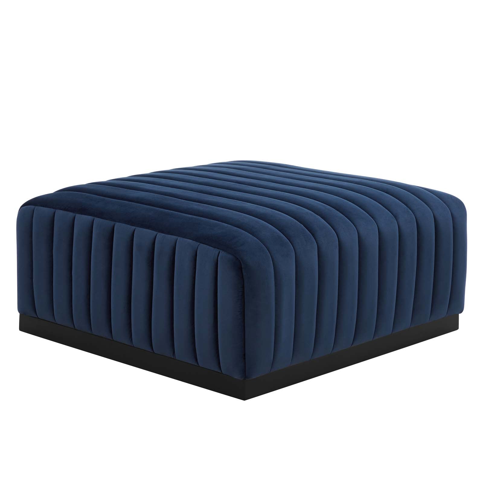 Modway Sectional Sofas - Conjure Channel Tufted Performance Plywood Velvet 6-Piece Sectional Black Midnight Blue