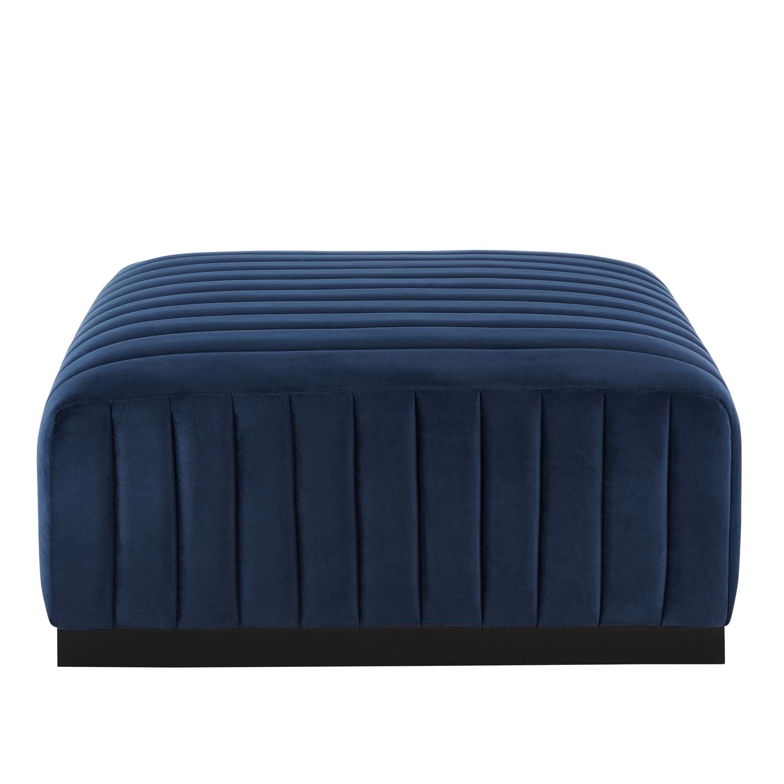 Modway Sectional Sofas - Conjure Channel Tufted Performance Plywood Velvet 6-Piece Sectional Black Midnight Blue