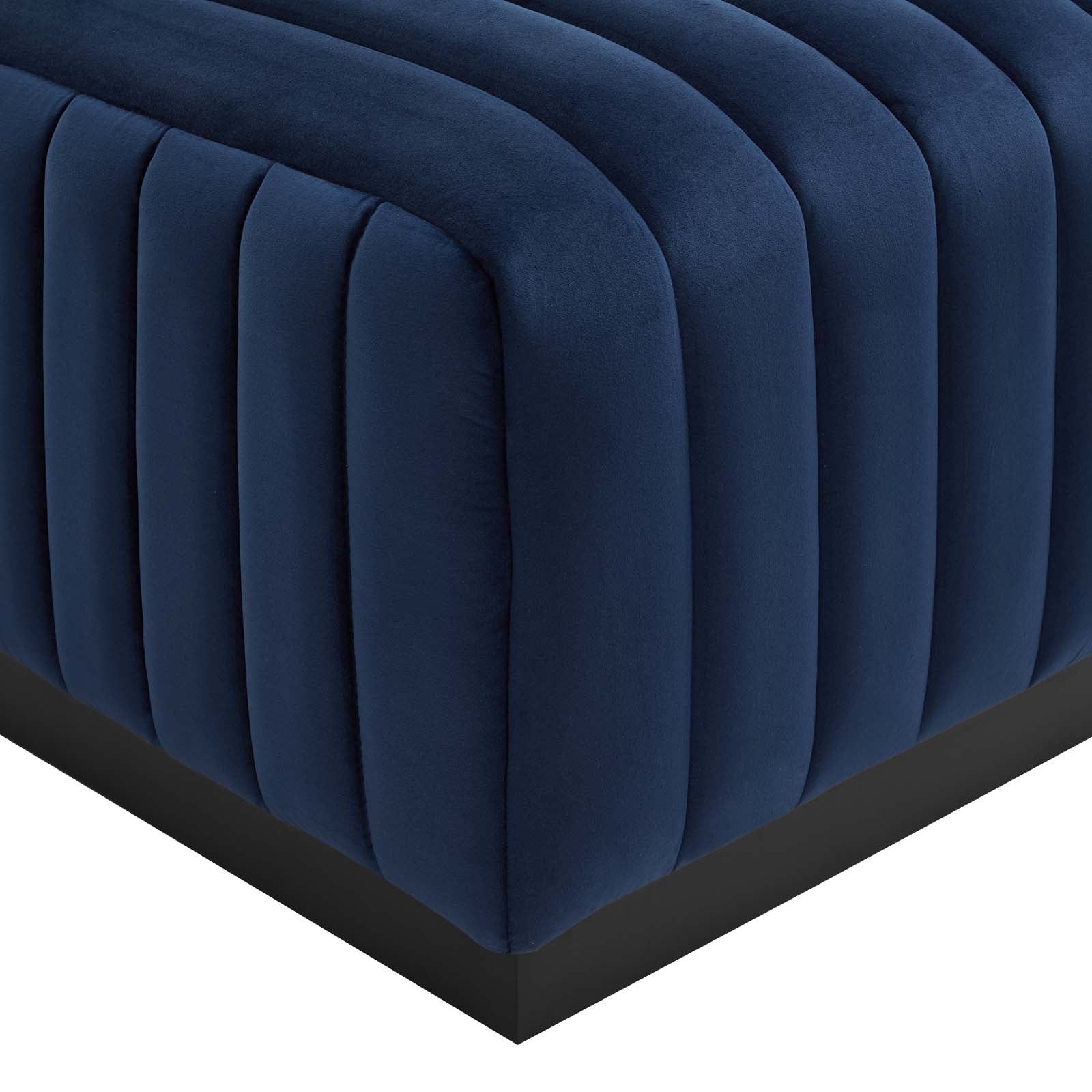 Modway Sectional Sofas - Conjure Channel Tufted Performance Plywood Velvet 6-Piece Sectional Black Midnight Blue