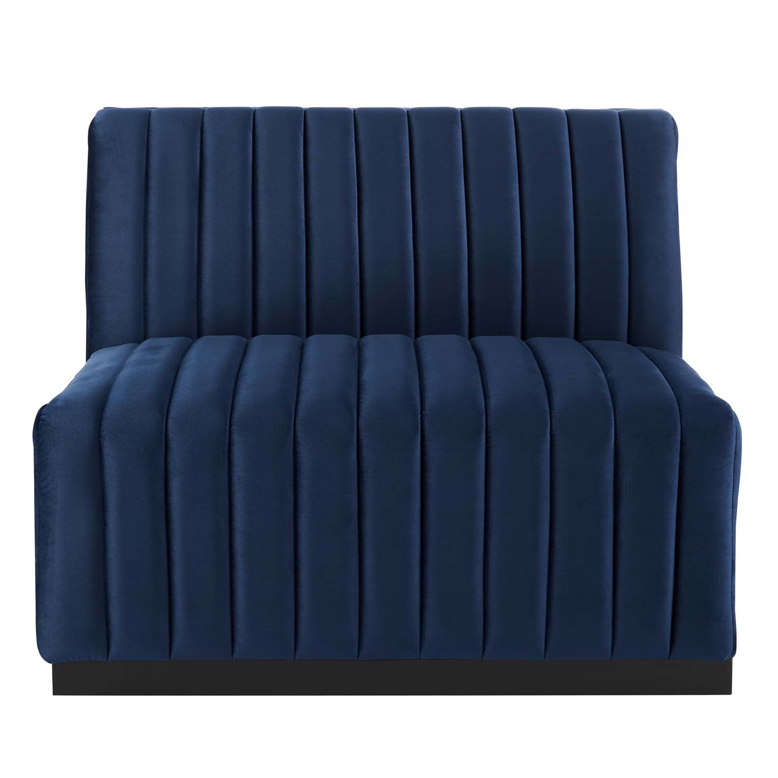 Modway Sectional Sofas - Conjure Channel Tufted Performance Plywood Velvet 4-Piece Sectional Black Midnight Blue