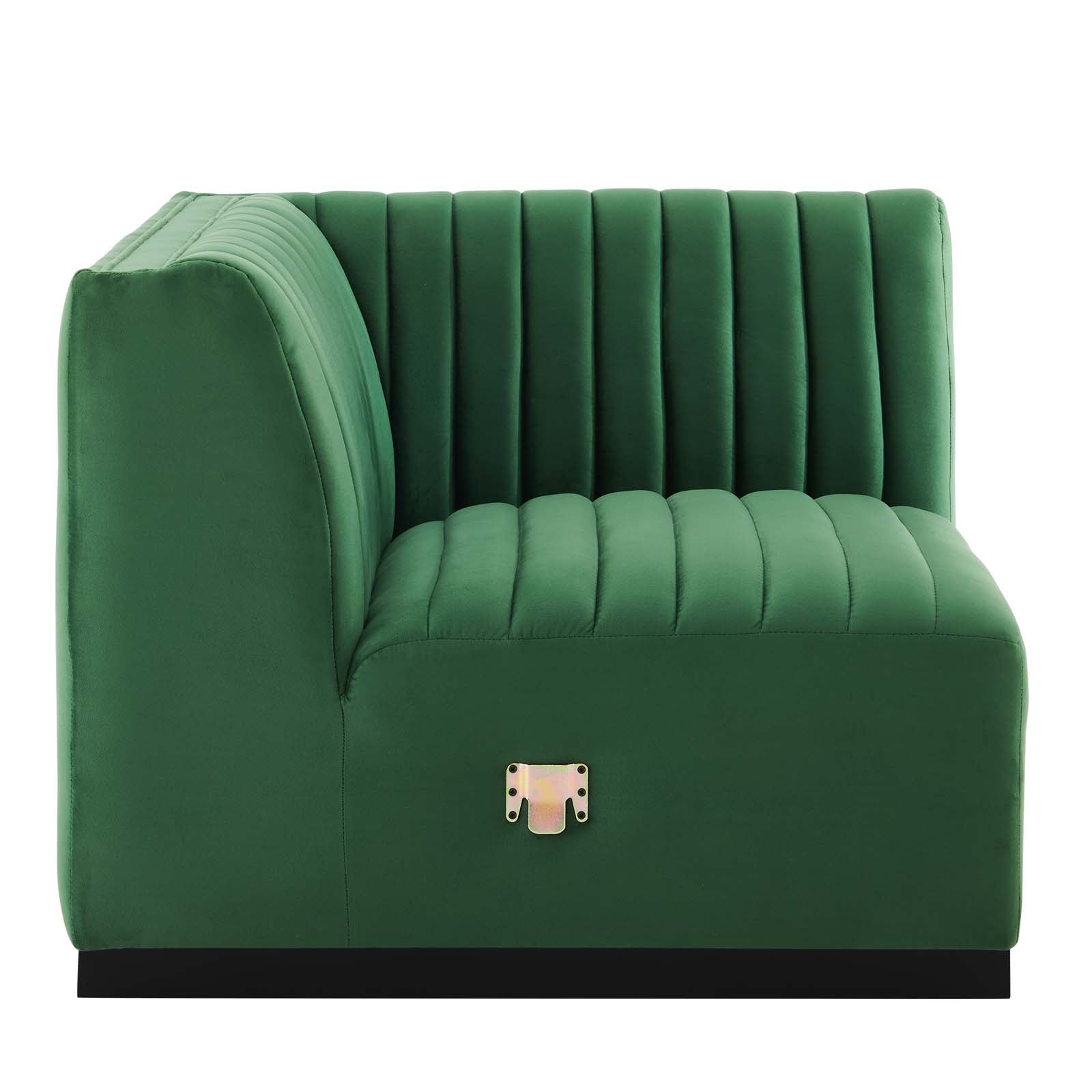 Modway Sectional Sofas - Conjure Channel Tufted Performance Velvet 4-Piece Sectional Black Emerald