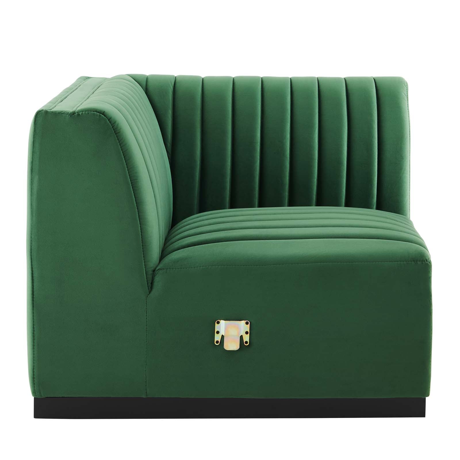 Modway Sectional Sofas - Conjure Channel Tufted Performance 109" W Velvet 5-Piece Sectional Black Emerald