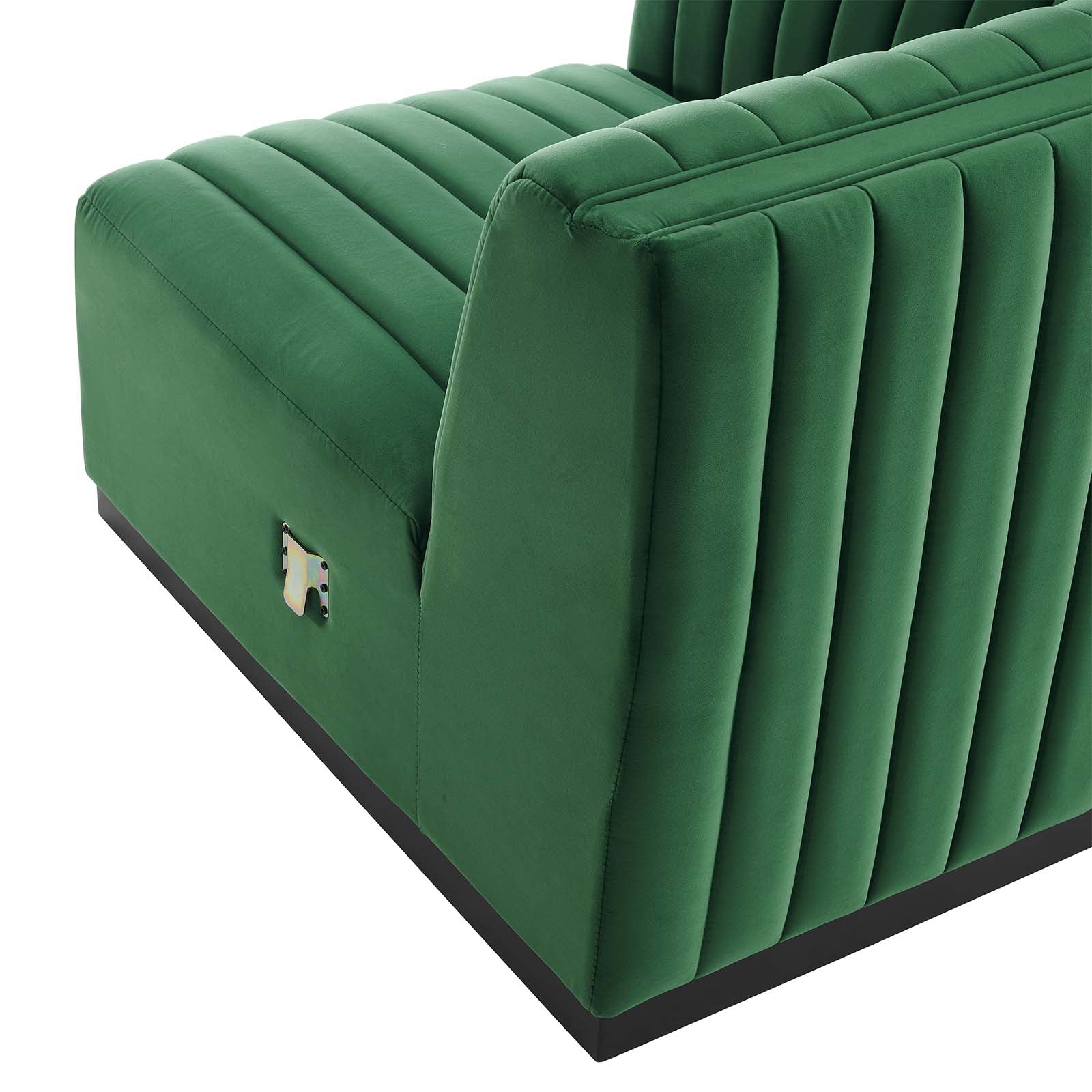 Modway Sectional Sofas - Conjure Channel Tufted Performance 109" W Velvet 5-Piece Sectional Black Emerald