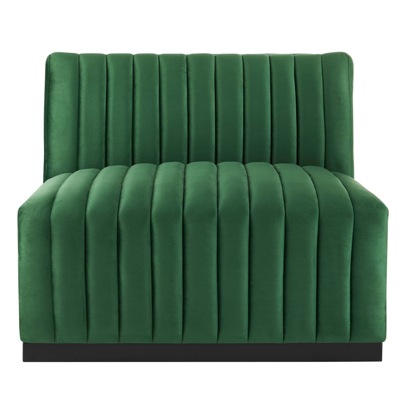 Modway Sectional Sofas - Conjure Channel Tufted Performance Velvet 6-Piece Sectional Black Emerald