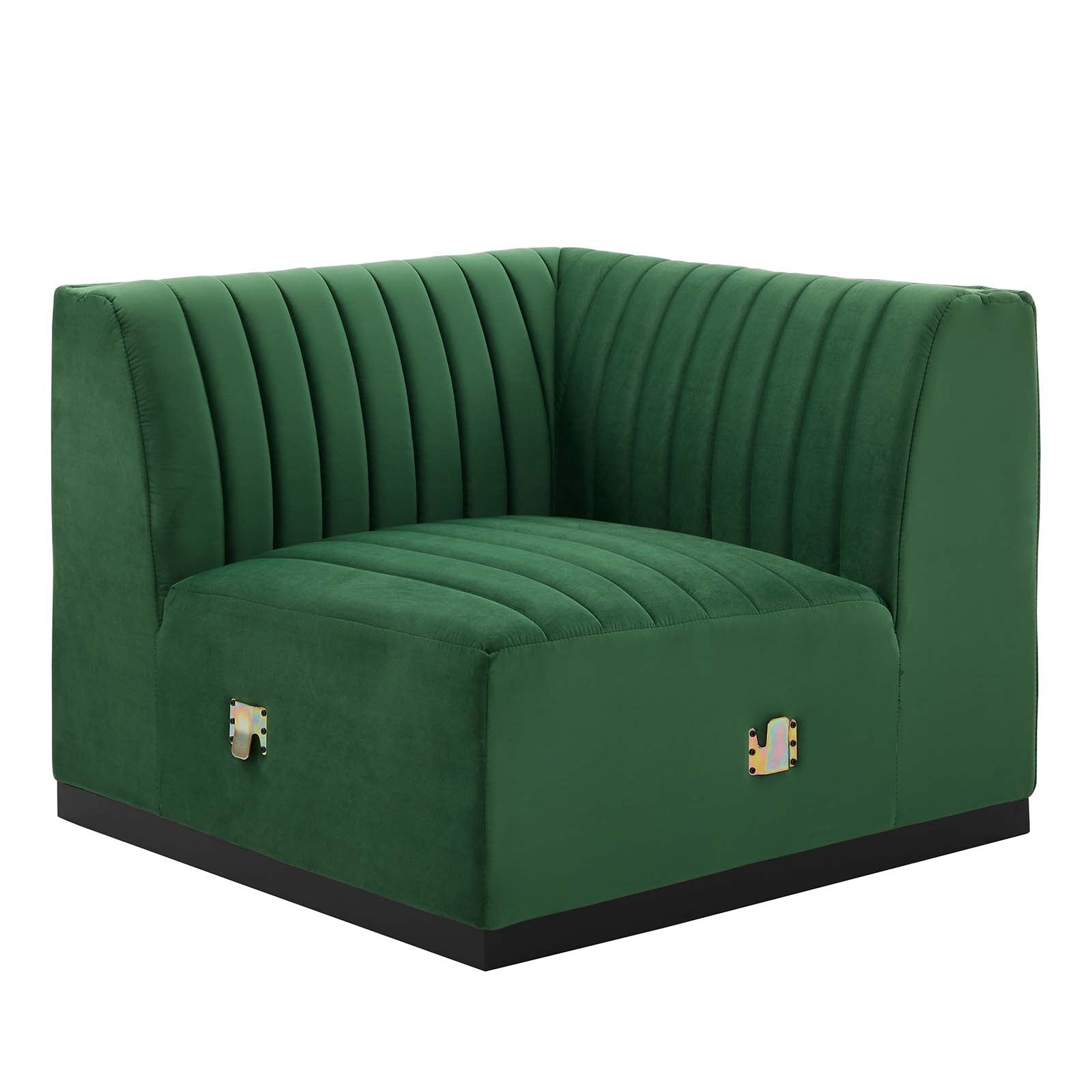 Modway Sectional Sofas - Conjure Channel Tufted Performance Velvet 6-Piece Sectional Black Emerald